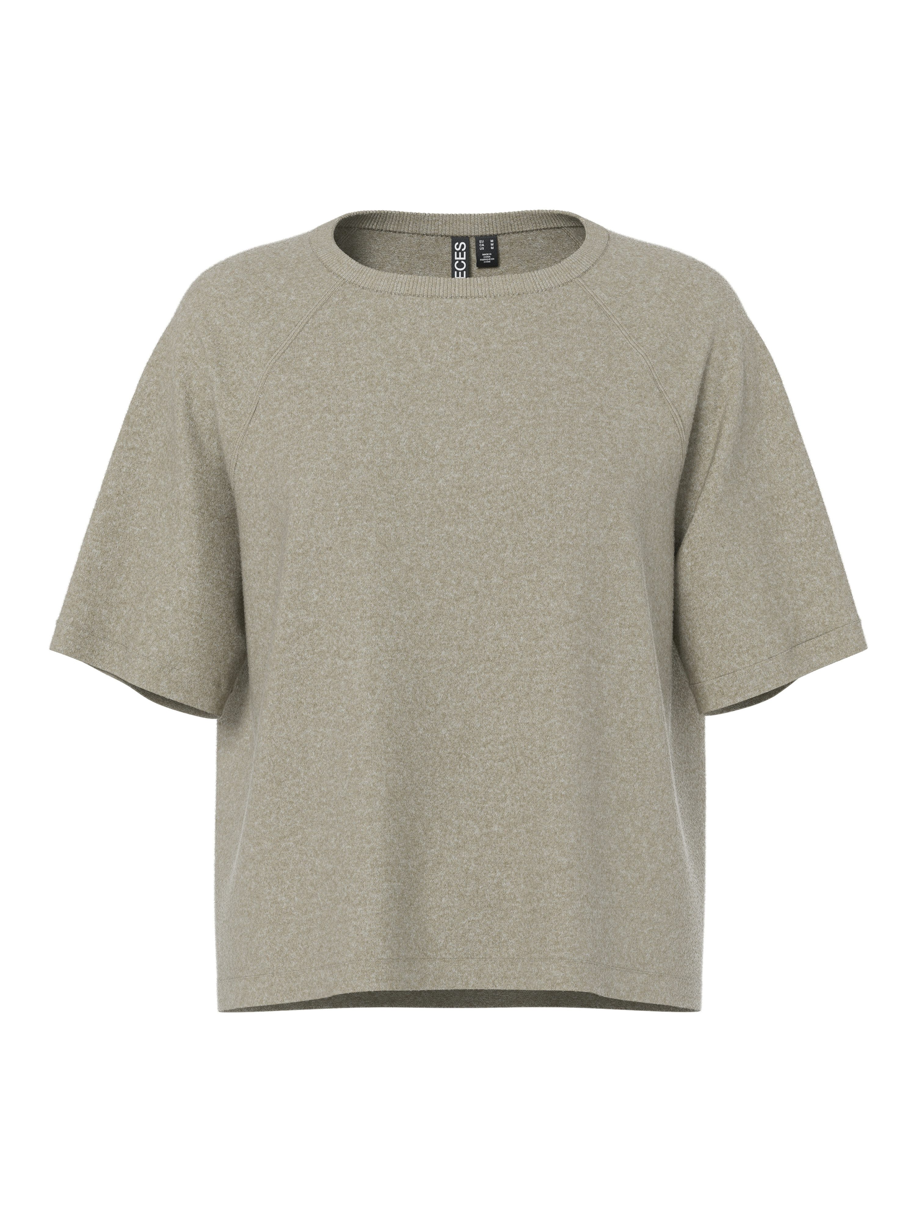 pieces Kurzarmpullover PCBREE SS O-NECK KNIT NOOS BC Materialmix, regular fit