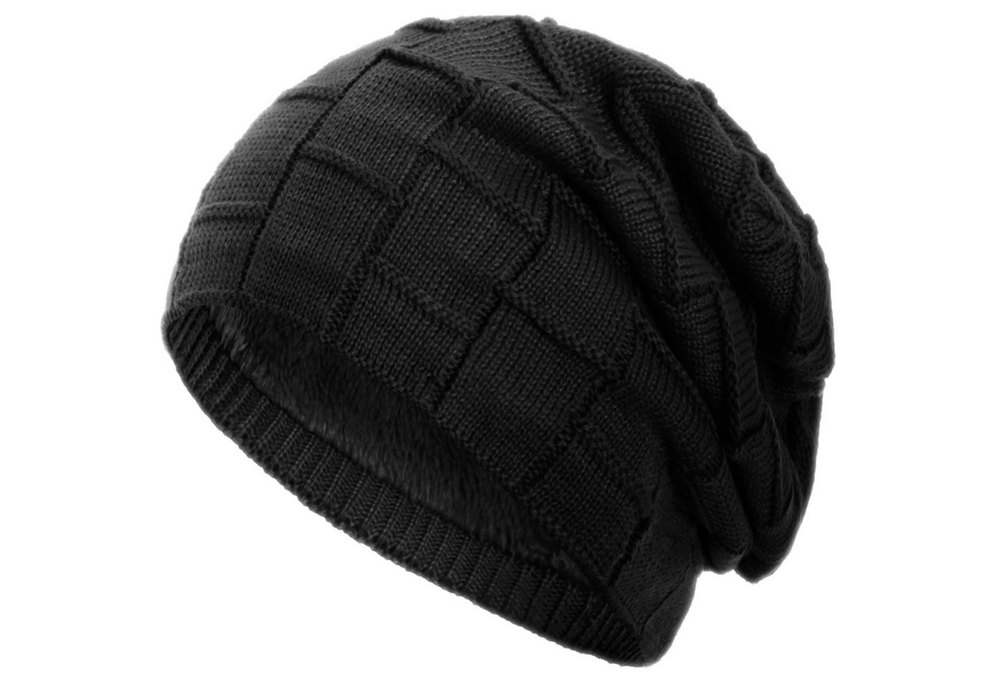 compagno Strickmütze (1-St) Warm gefüttert Beanie Wintermütze Flechtmuster uni oder meliert Mütze