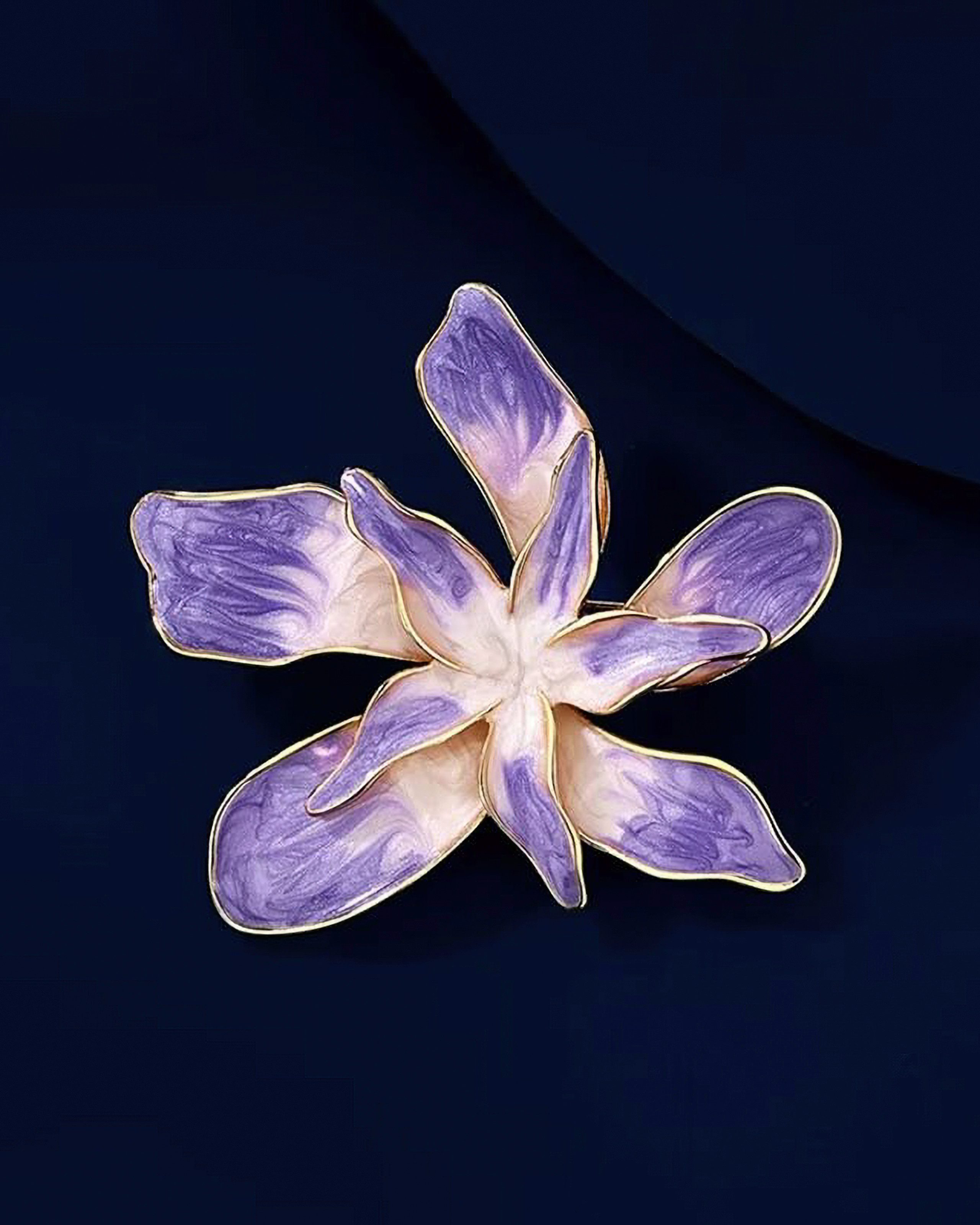 MayTree Brosche "Orchideenblüte", lila handbemalt (Stück, 1-tlg), Metallbro günstig online kaufen