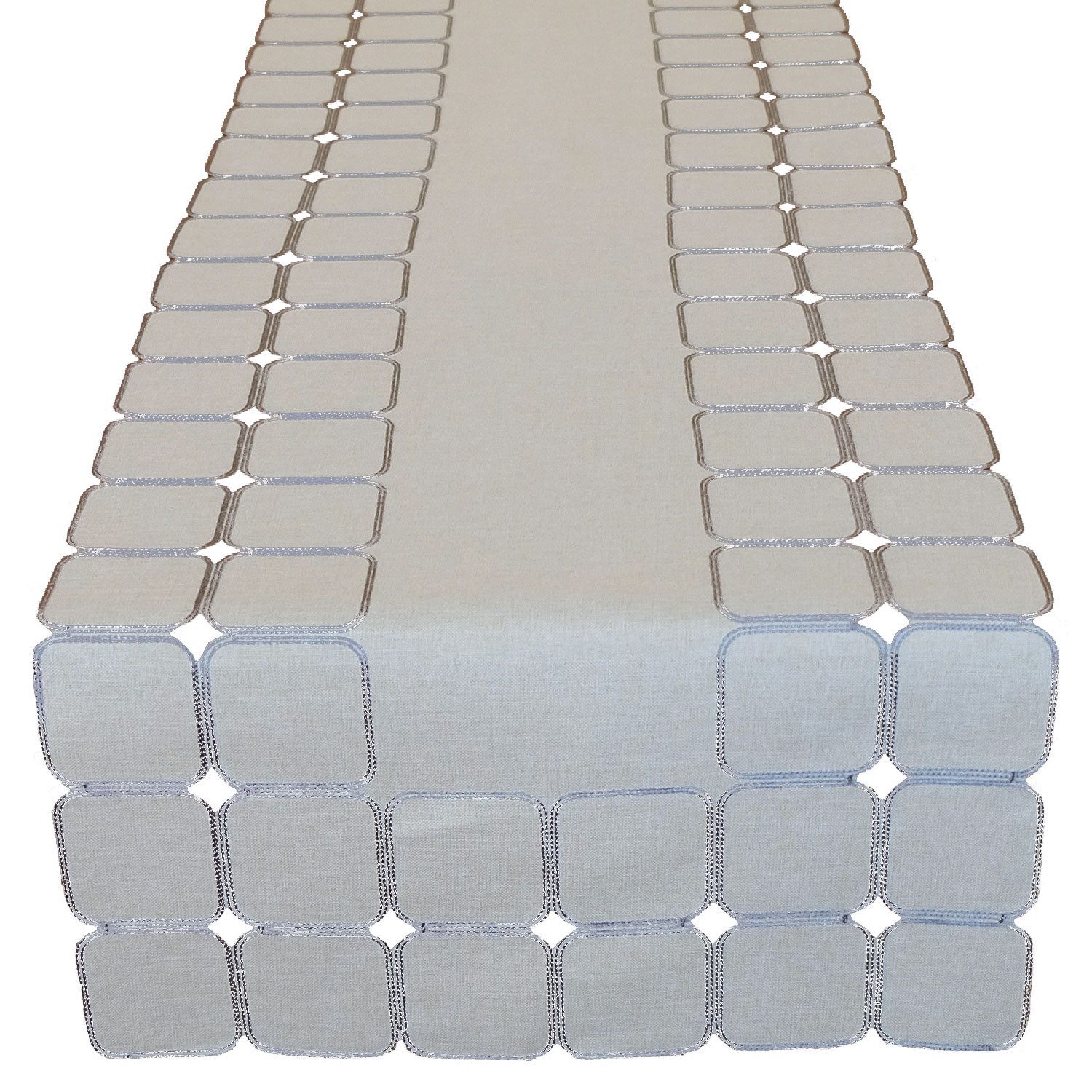 texpot Tischdecke Tischläufer Stickerei Quadrate modern Tischdeko (1-tlg)
