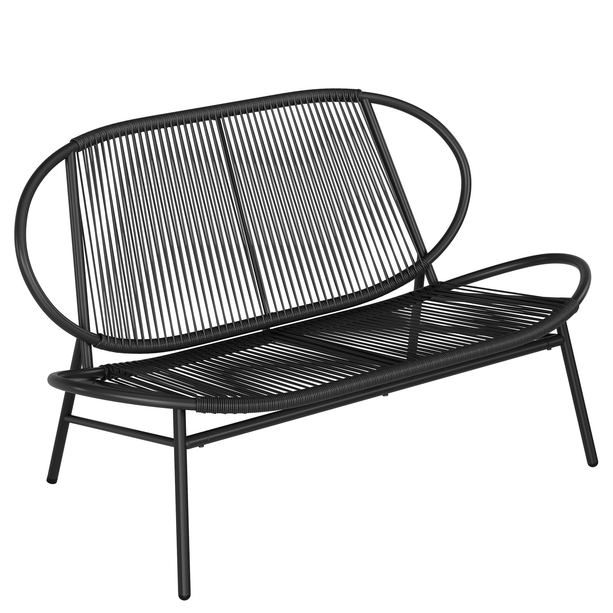SONGMICS Balkonset, (1-tlg), Sitzbank, 2-Sitzer, Balkonbank, PE-Rattan, mit Rückenlehne