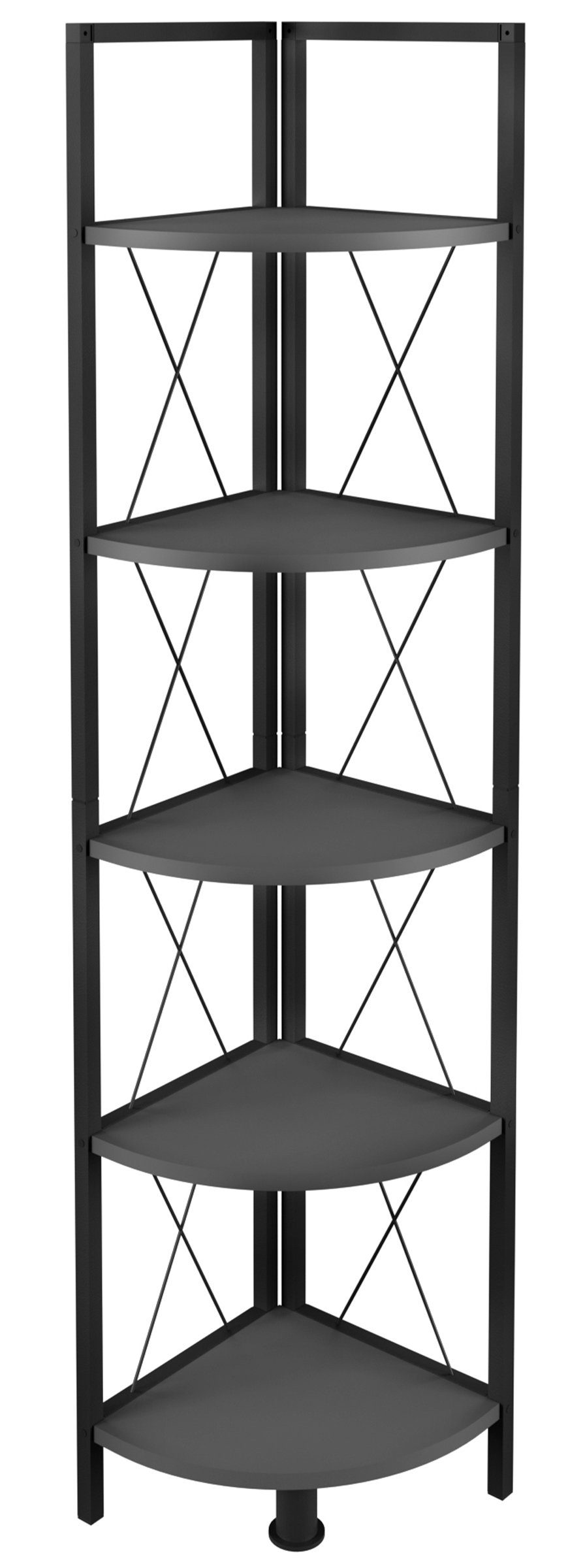 1-tlg. 5fach, Holz Metall Insasi Anthrazit Regal Bücher Eckregal VCM Standregal