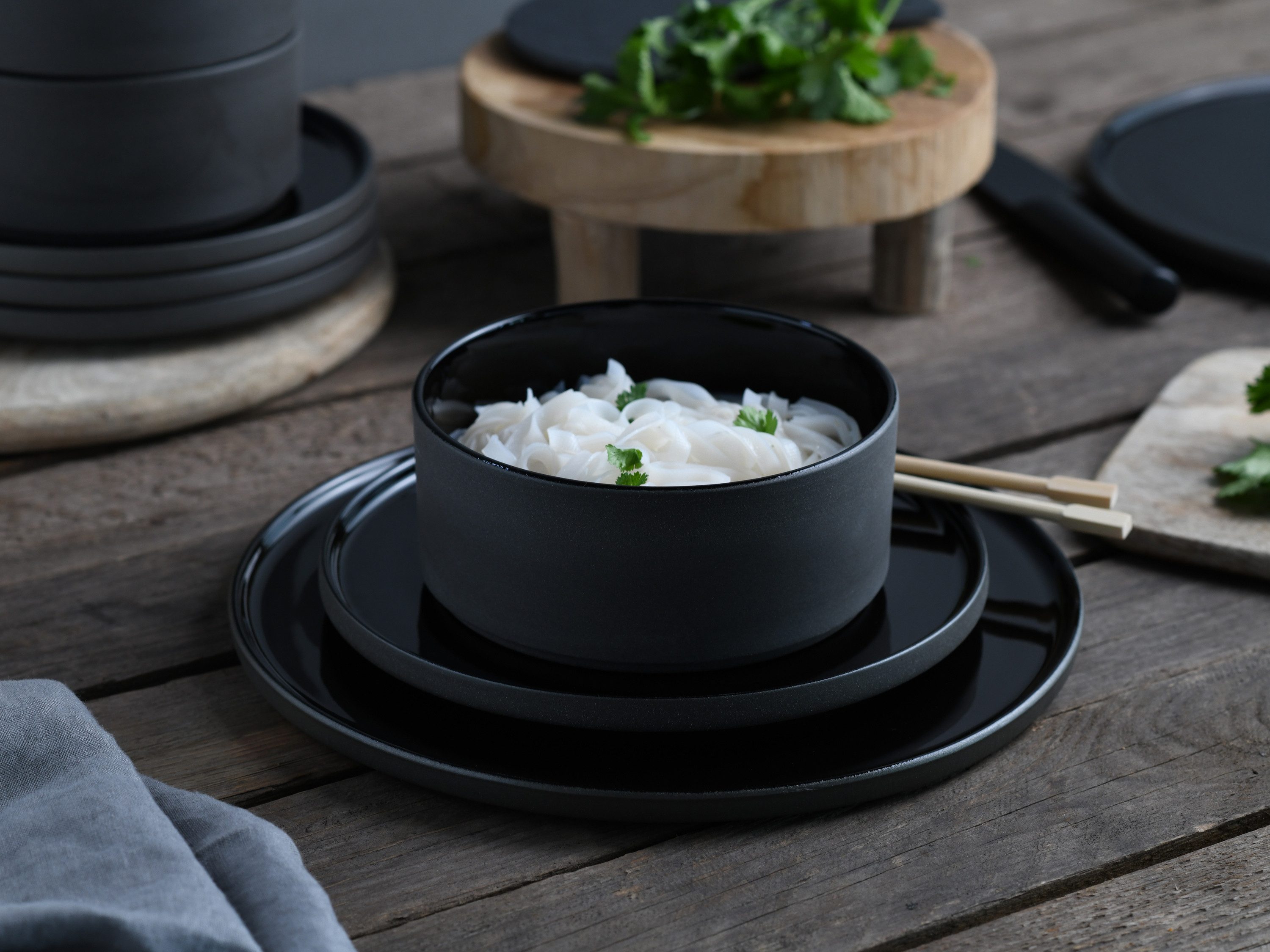 creaTable Kombiservice Futuro Schwarz (8-tlg), 2 Personen, Steinzeug – Bild 5 von 5