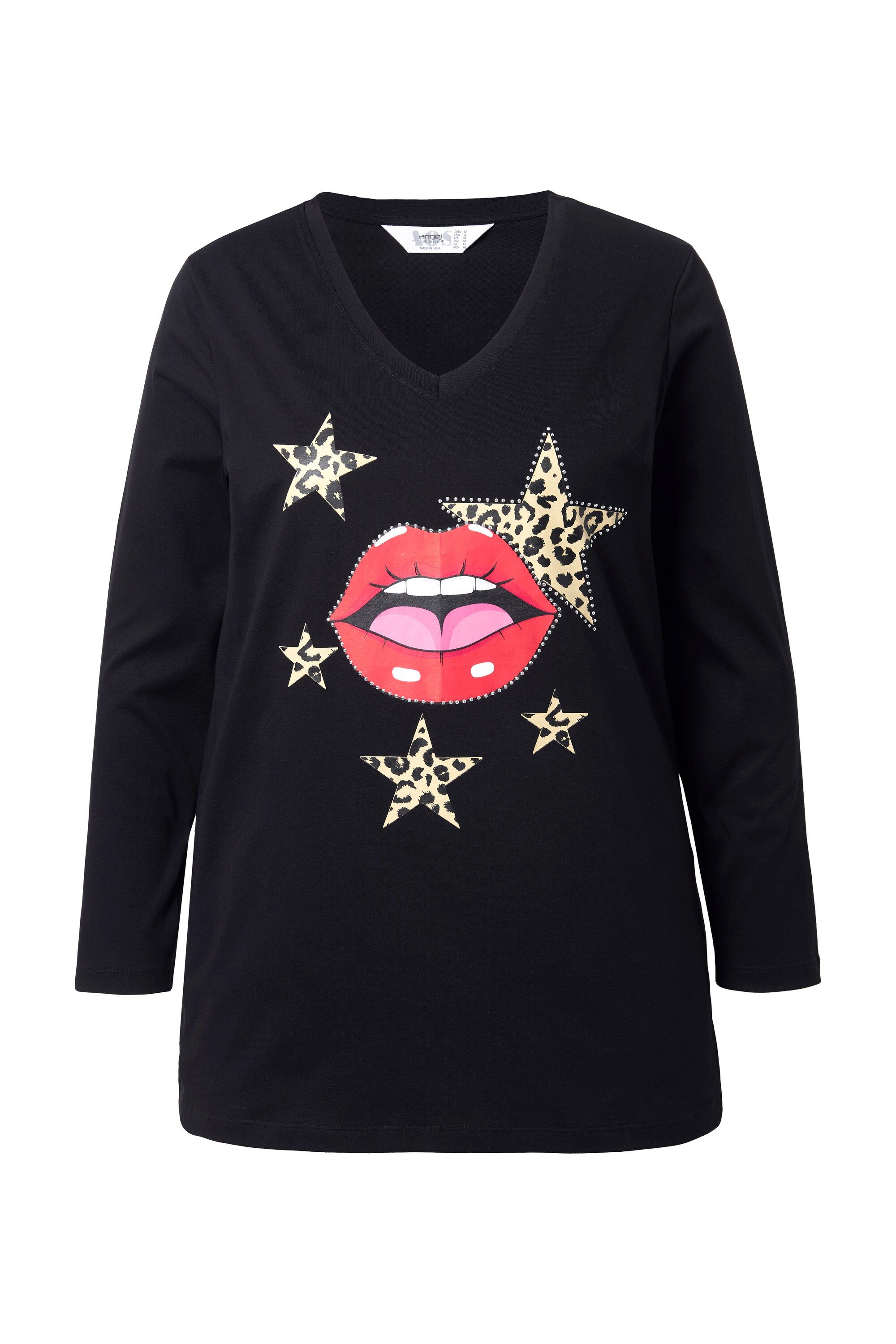 Angel of Style T-Shirt T-Shirt Komfort Fit Kussmund-Motiv Langarm günstig online kaufen