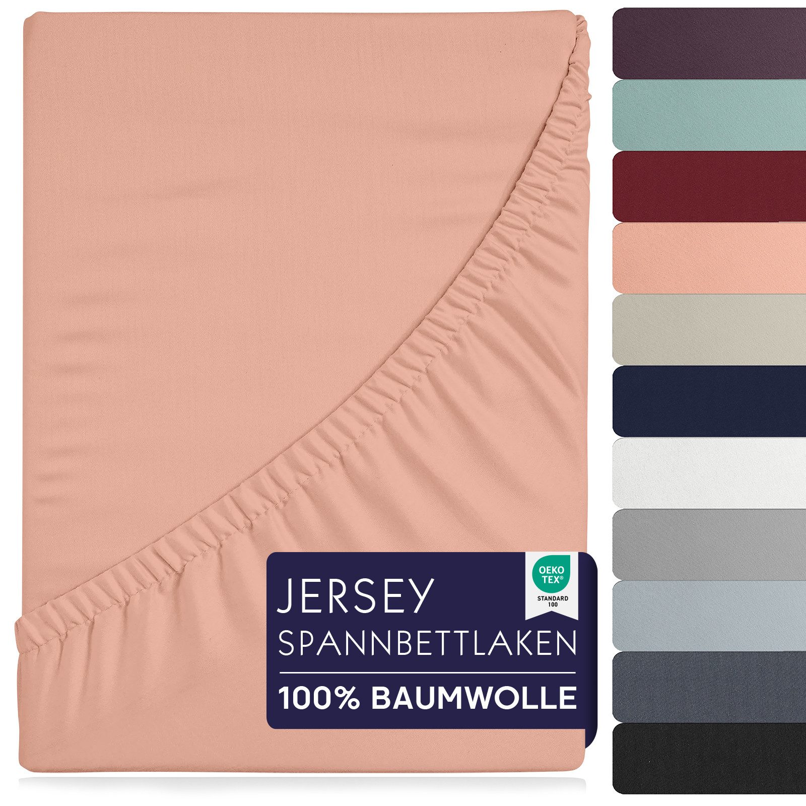 BRB HOME Spannbettlaken Spannbettlaken Jersey Baumwolle für Topper Boxspringbett, Baumwolle, Gummizug: Rundum, (1 Stück), Matratzen bis 27 cm Höhe, OEKO TEX Standard 100, Jersey Spannbetttuch
