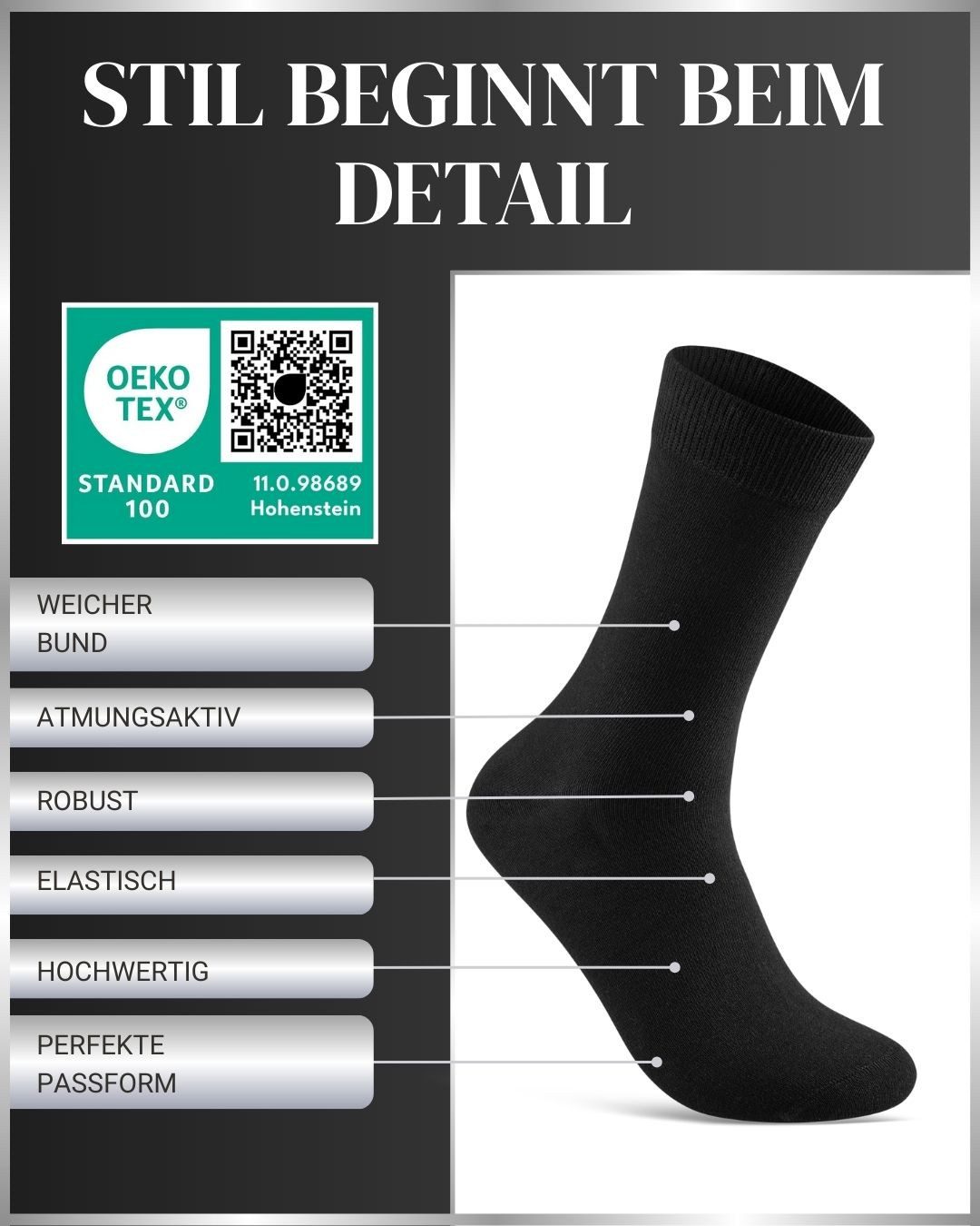 sockenkauf24 Businesssocken 10 Paar Herren Socken Premium Business Socken mit Komfortbund (10-Paar) atmungsaktive Baumwolle, ohne Naht, verpackt in einer edlen Box