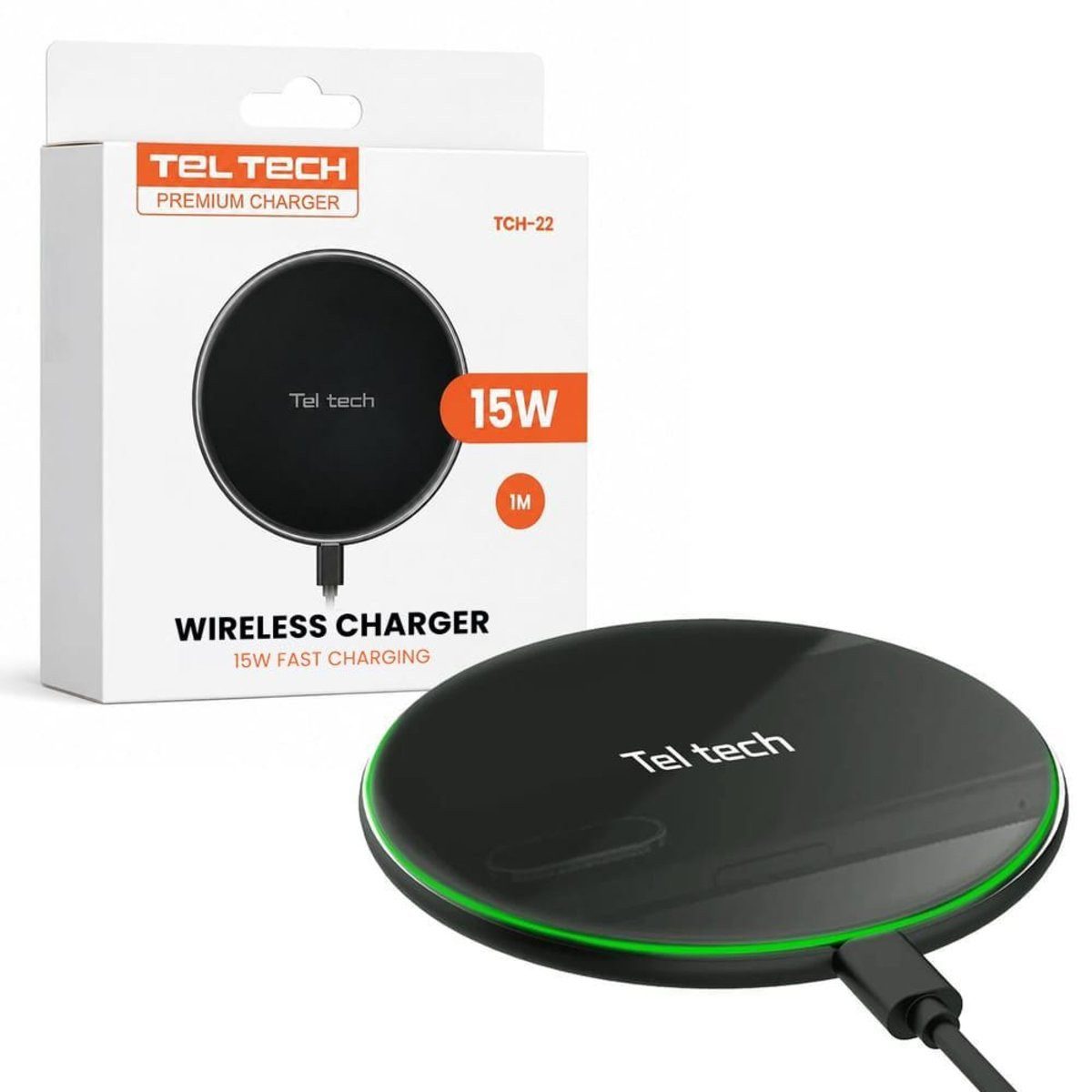 Wisam Teltech induktives kabelloses Ladegerät 15W schwarz TCH-22 Smartphone-Ladegerät