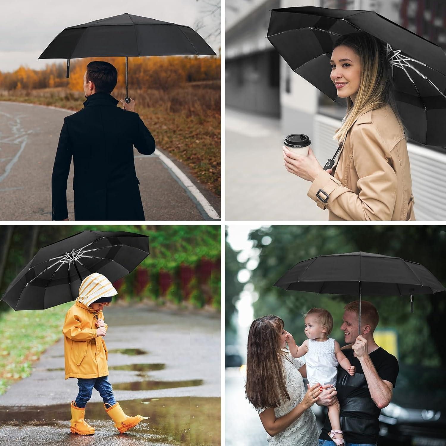 Herreicher Taschenregenschirm Sturmfester Regenschirm 2024 Taschenschirm Groß Winddicht