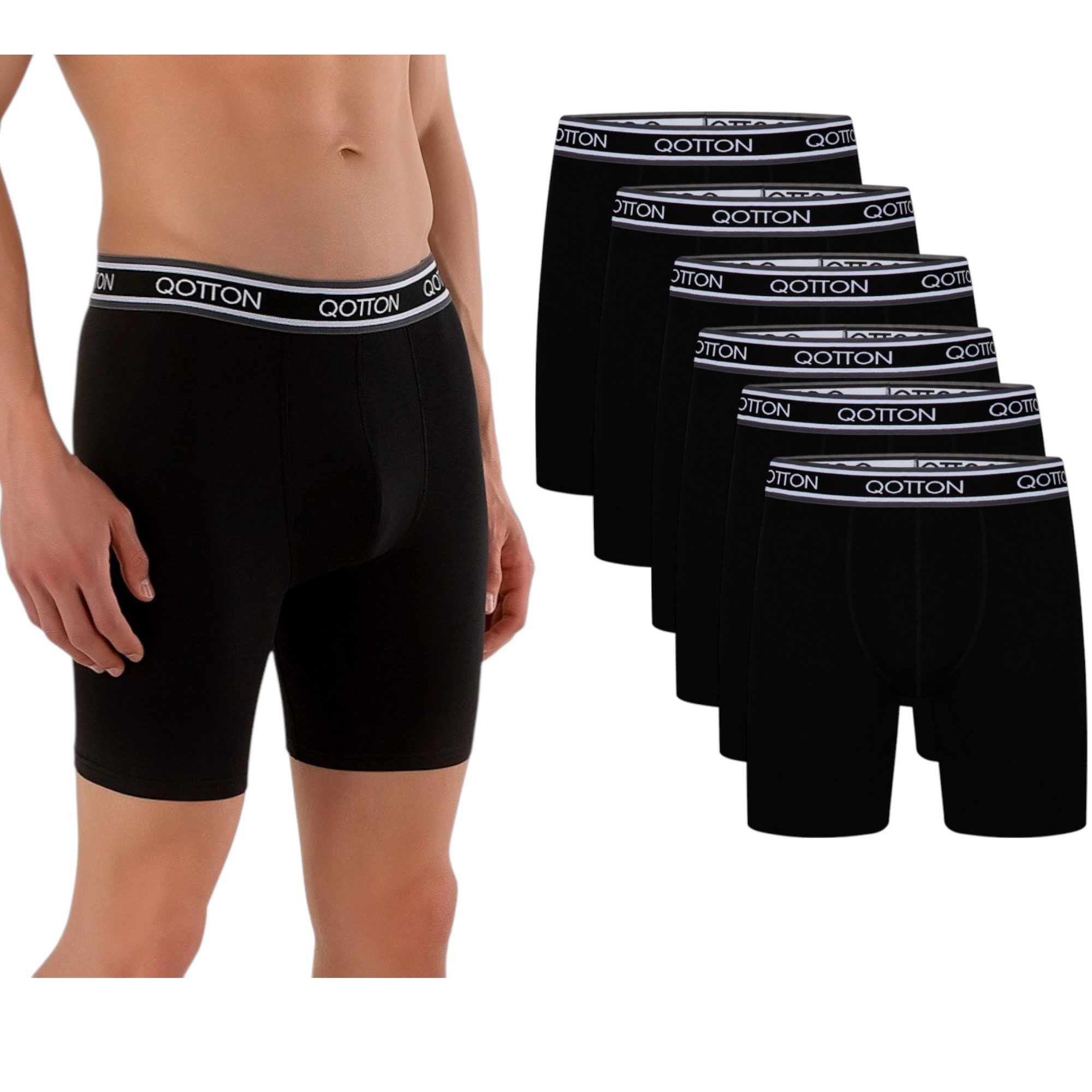 Qotton Boxershorts Langes Bein 6er Pack Baumwolle Boxershorts Unterwäsche H günstig online kaufen