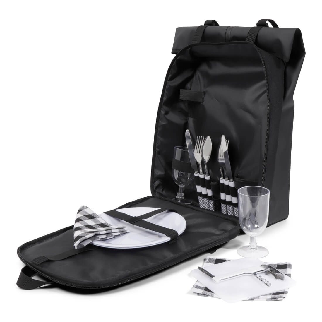 Norländer Fahrradrucksack Picknickrucksack für 2 Personen, mit Kühlfach & Besteckset (10-tlg), Mit Kühlfach, Besteckset, Tellern & Bechern