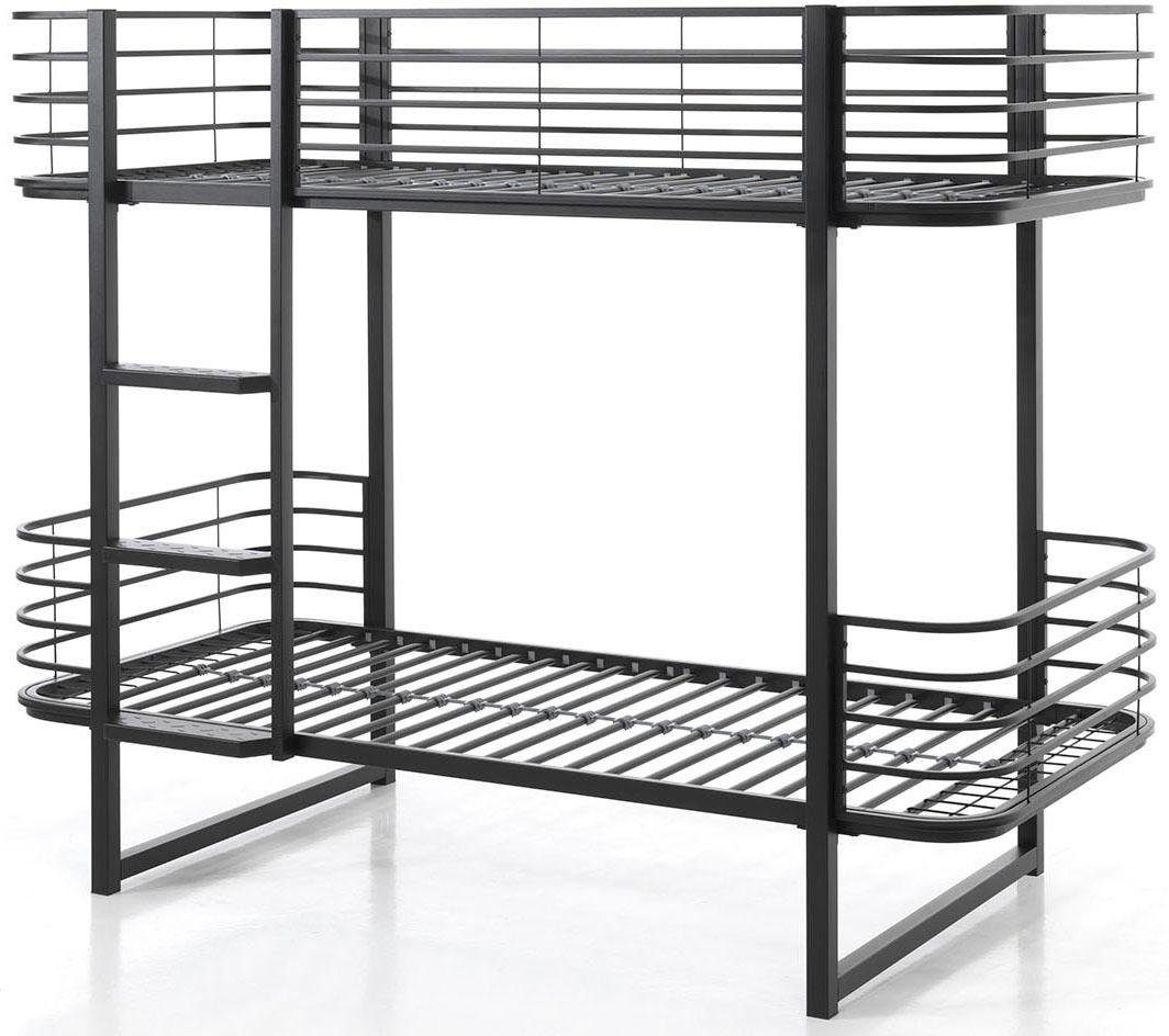 Vipack Etagenbett Oscar, Metallbett mit 2 Liegeflächen 90/200, stabil und standfest (B/H/T ca. 205x166x99cm, pulverbeschichtet wahlweise in 2 Farben), mit Metallrost, Absturzschutz, Leiter, gerundete Kopf- und Fußteile