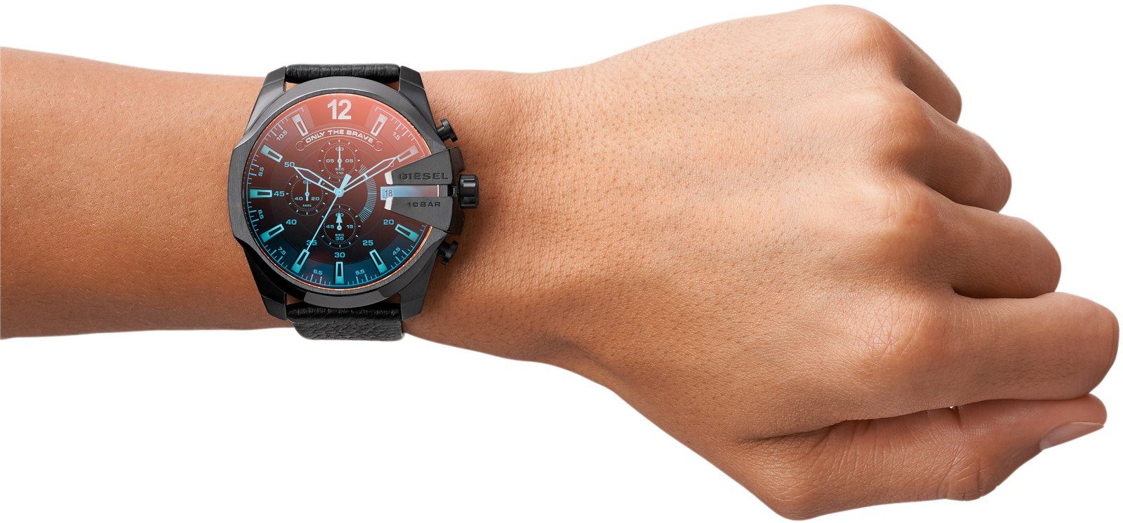 Diesel Chronograph MEGA CHIEF DZ4323, Quarzuhr, Armbanduhr, Herrenuhr, Stoppfunktion, Lederarmband