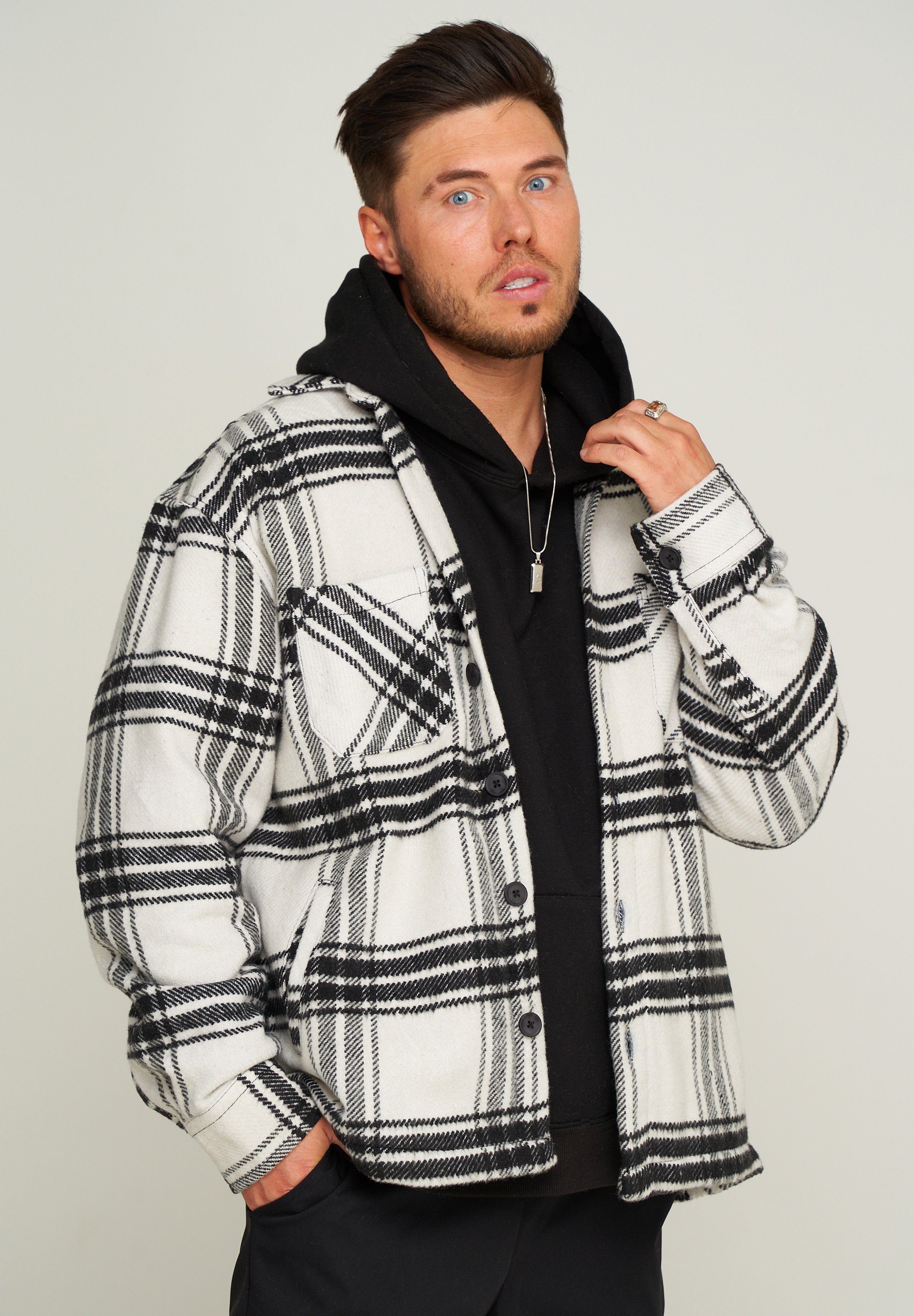 2Y Premium Flanellhemd 2YOTTAWA Oversized Flanell White-Black