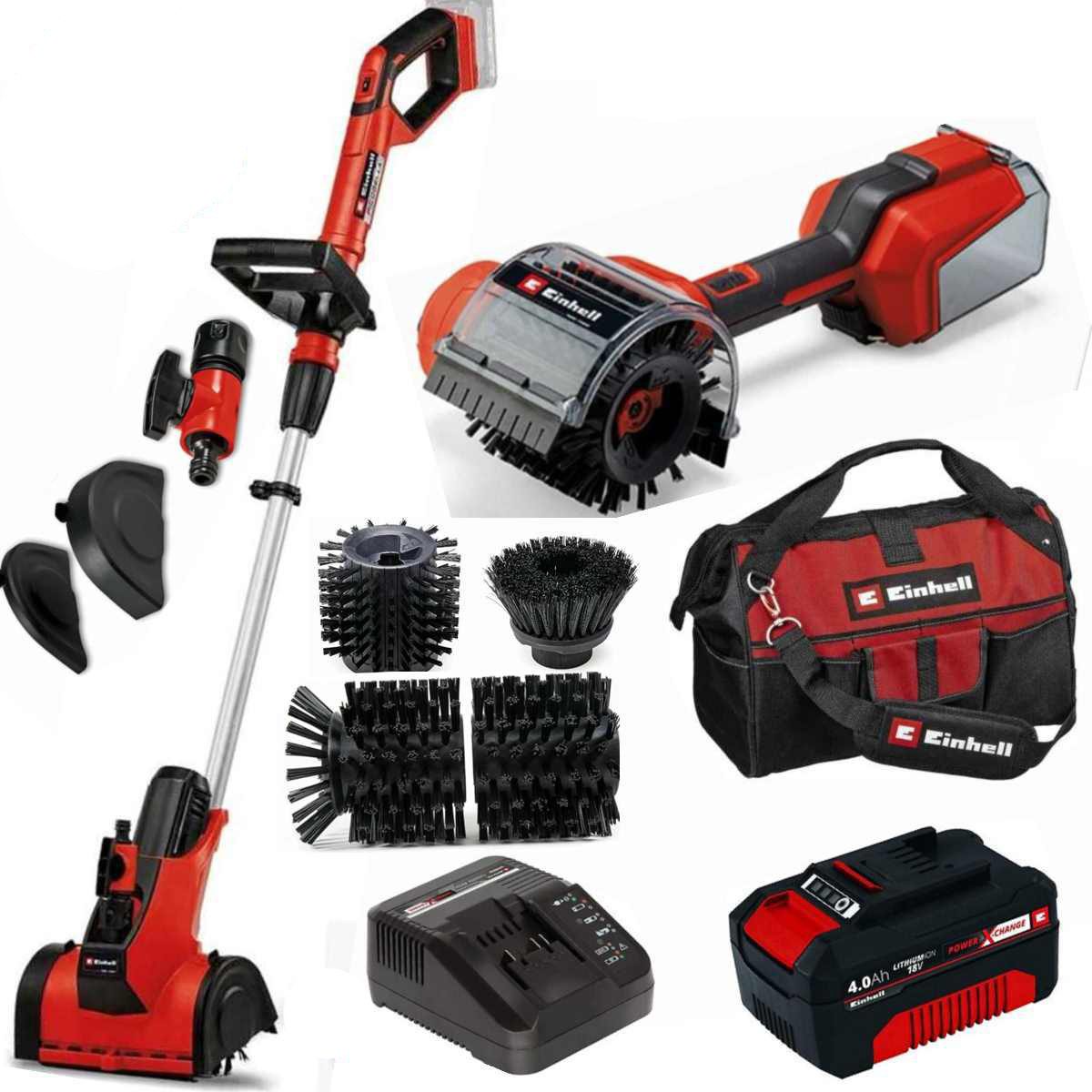 Einhell Akku-Oberflächenbürste Picobella 215 + 90 Akkubürste 18V Akku 4.0 Ah Ladegerät Tasche Zubehör