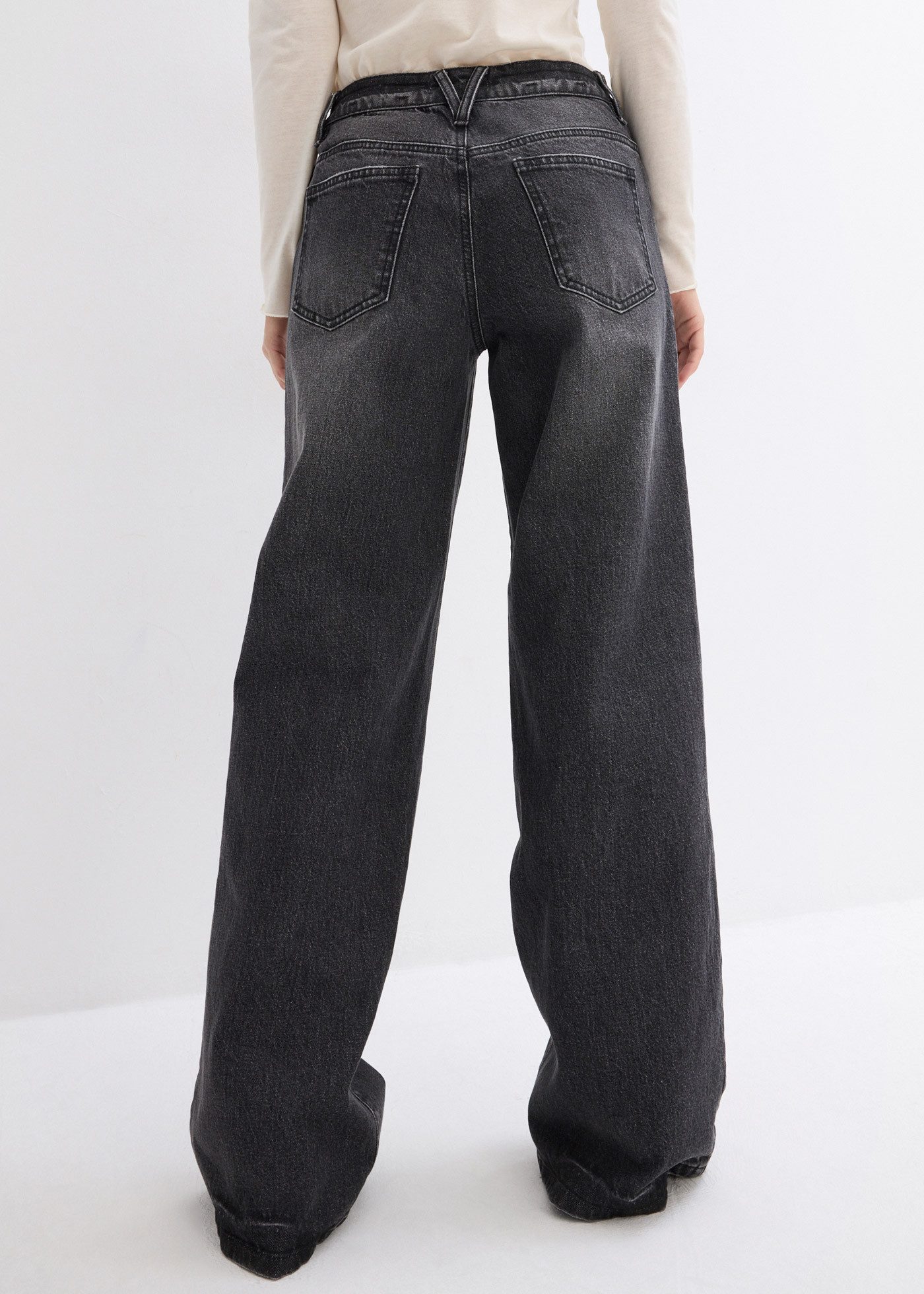 bonprix Weite Jeans (1-tlg) mittlere Bundhöhe, aus festem Baumwoll-Denim, m günstig online kaufen