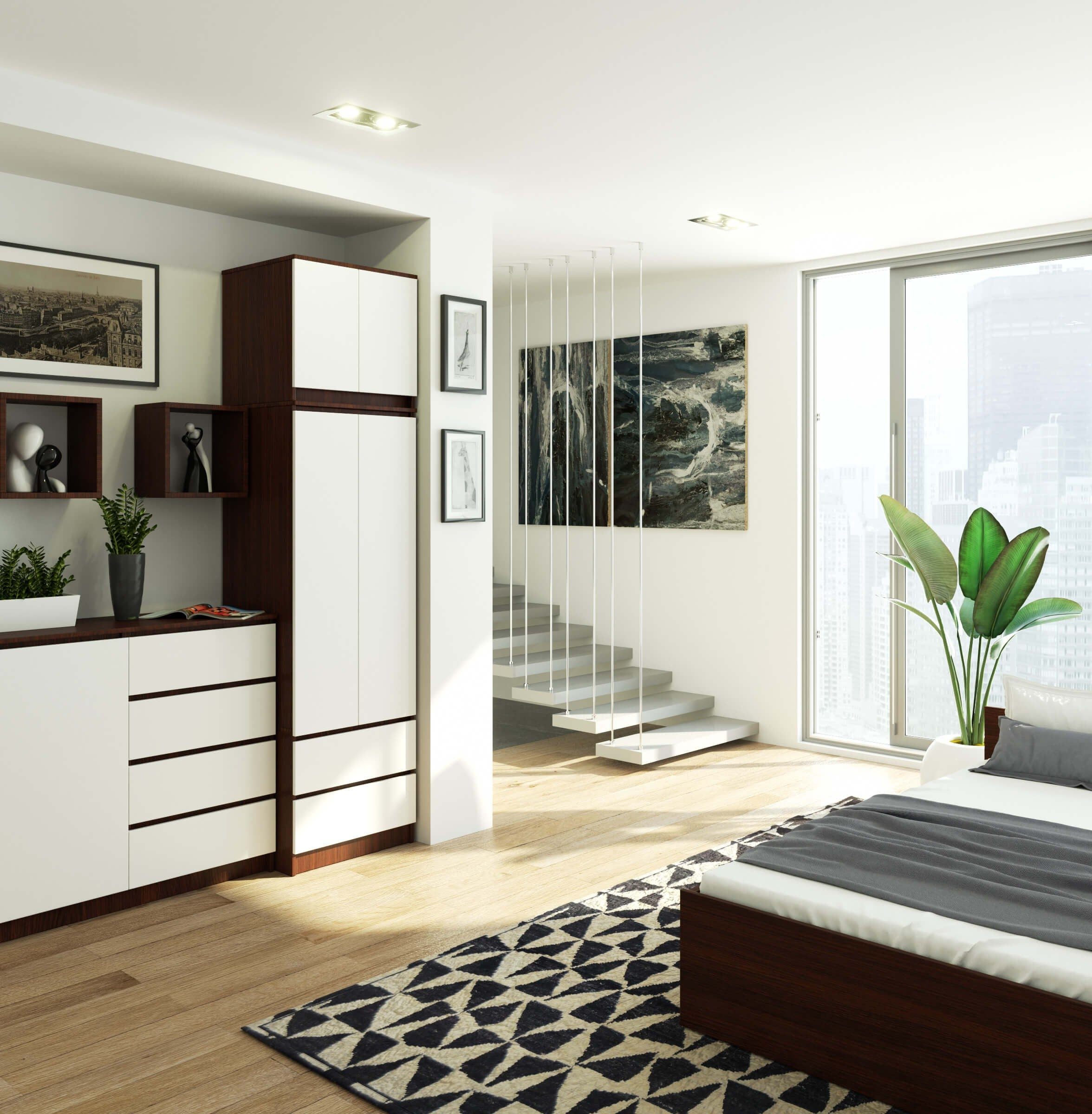 Raumhirsch Furniture Kleiderschrank Moderner Kleiderschrank - Stilvoller Stauraum - Garderobenschrank Weiße mattierte Oberfläche, 3 Türen, Soft-Close-System, 180x120x50 cm