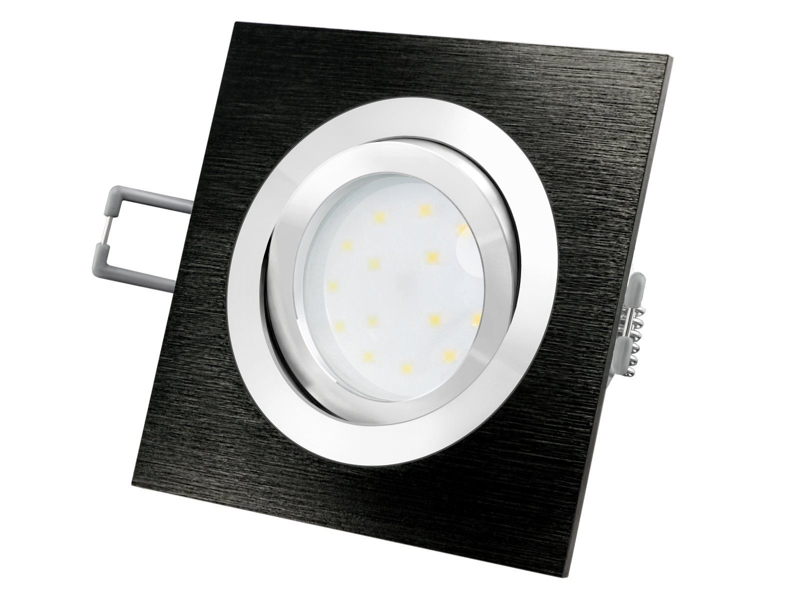 SSC-LUXon LED Einbaustrahler QF-2 LED-Einbauleuchte Alu schwarz schwenkbar flach mit LED-Modul, Warmweiß