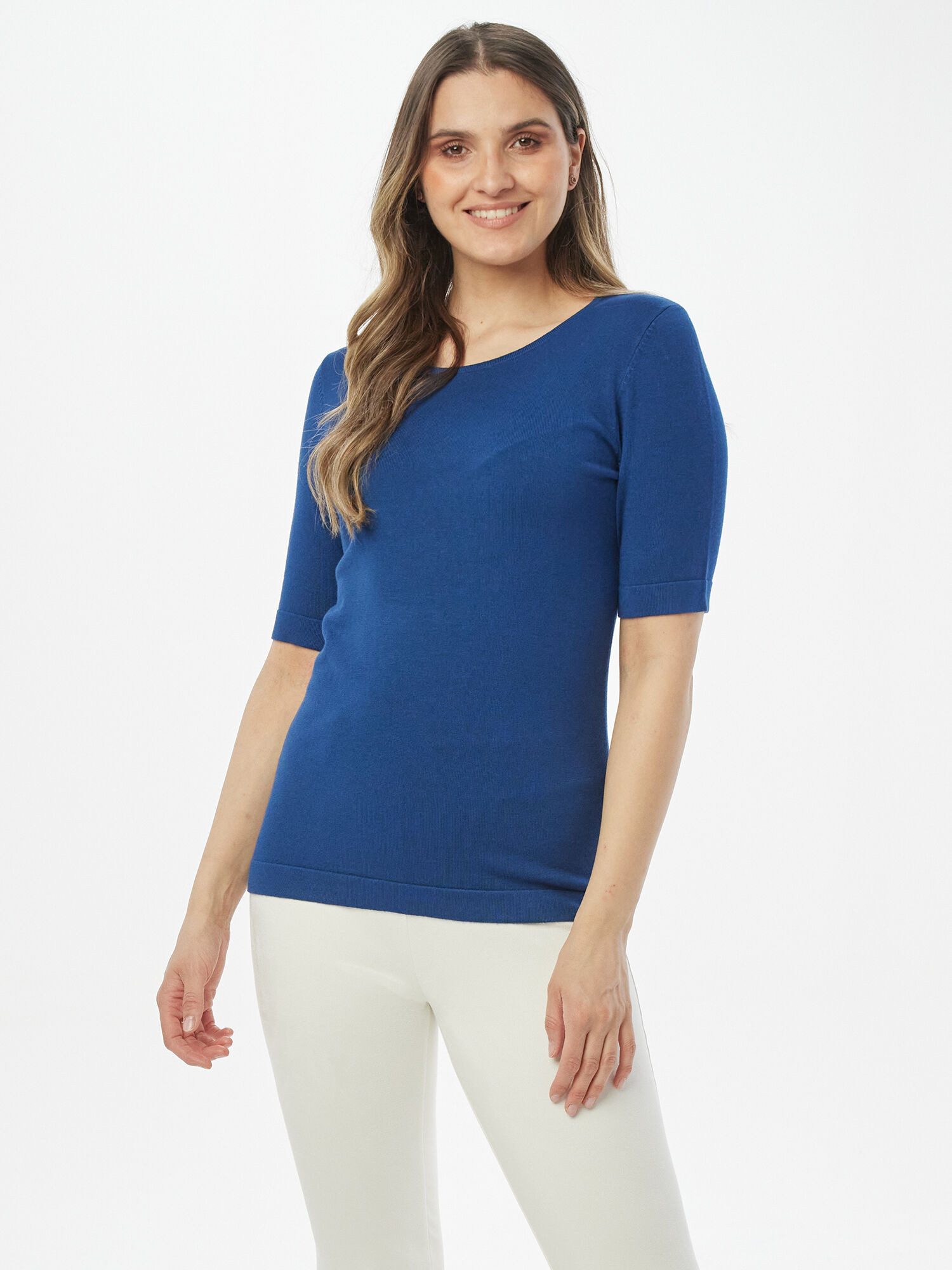 MIALUSSO Rundhalspullover Halbarmshirt (2er Pack, 2-tlg) mit hoch geschloss günstig online kaufen