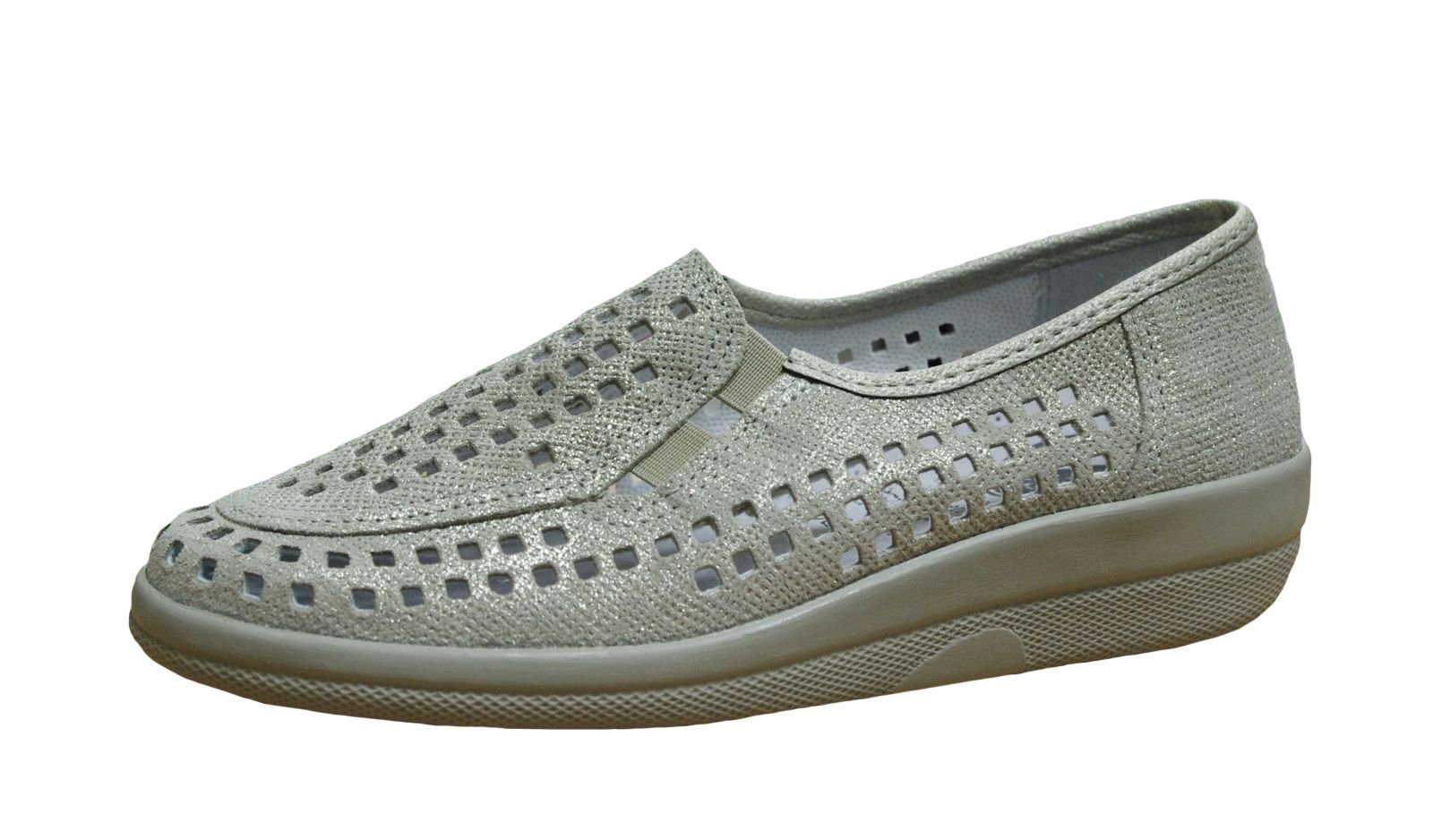Franken-Schuhe Franken Schuhe Damen Slipper 7499-11 beige glitter Slipper