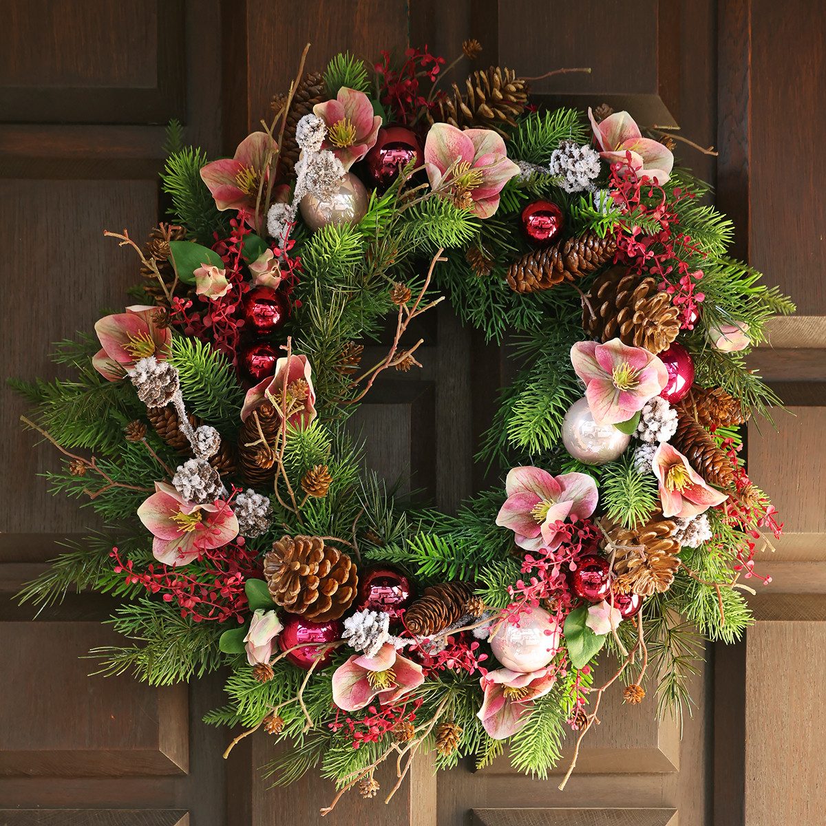 Winterliche Kunstpflanze Eleganter künstlicher Strauß Rosa Christrosen – 35 günstig online kaufen