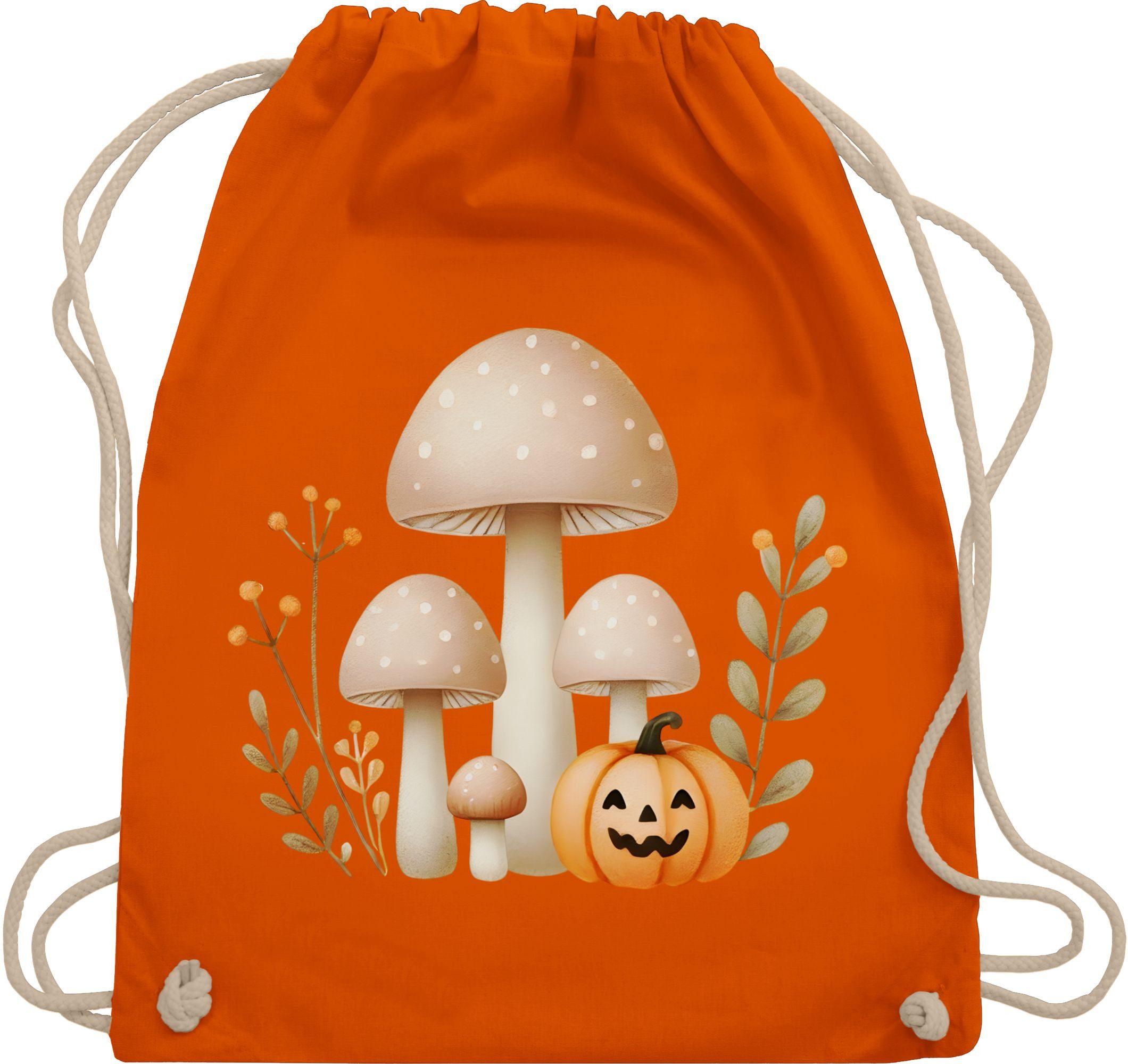 Shirtracer Turnbeutel Süße Pilze mit Kürbis, Herbstliches Baby und Kinder Motiv, Geschenki, Halloween Beutel