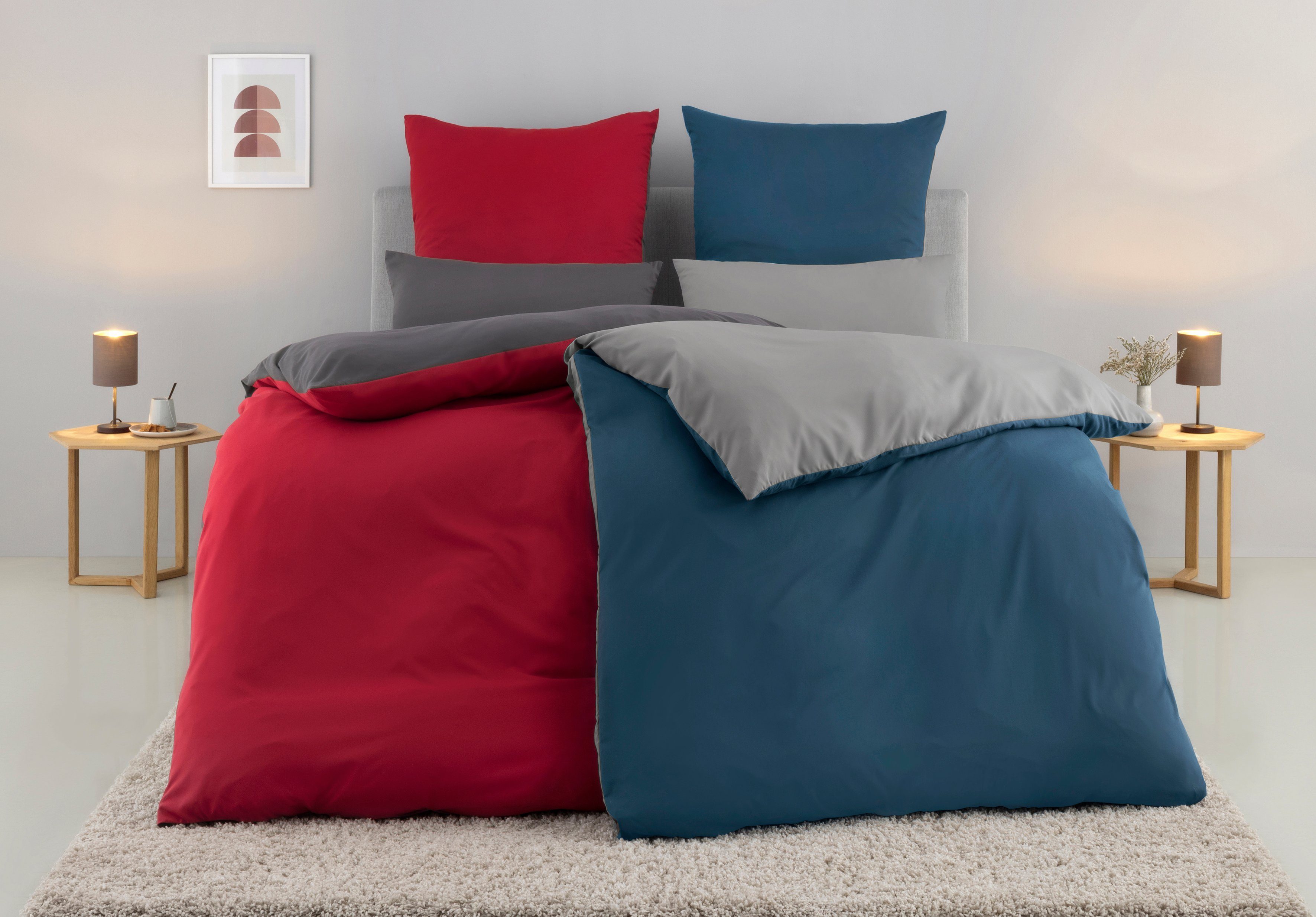 OTTO home Wendebettwäsche Desner2 100% Microfaser, extra weich, allergikerfreundlich, Microfaser, 2 teilig, Premium Qualität, uni, schnell trocknend, pflegeleicht, ab 135x200 cm