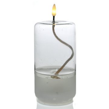MARELIDA LED-Kerze im Glas Öllampe Flüssigwachs Optik flackernd Timer H: 17,5cm rund (1-tlg)
