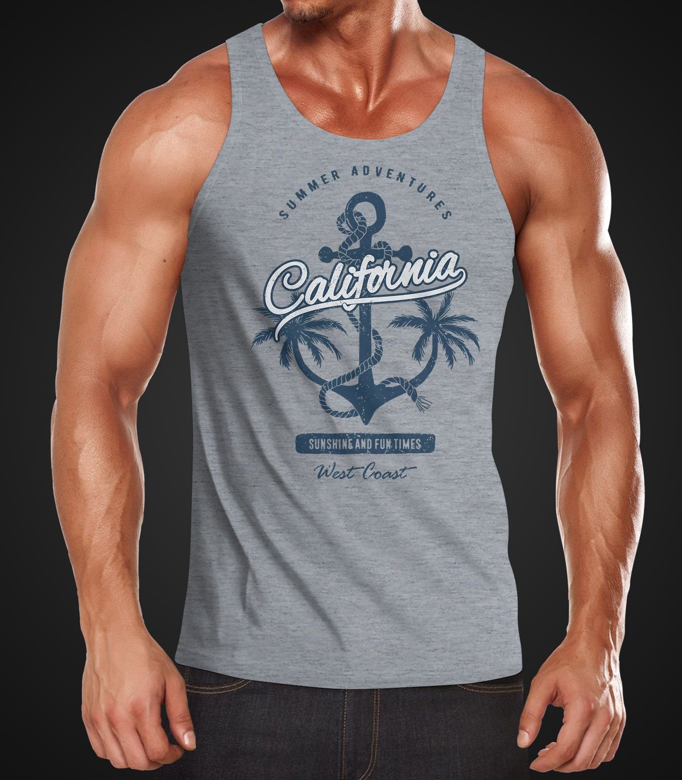 Neverless Tanktop Herren Tank-Top Anker Palmen günstig online kaufen