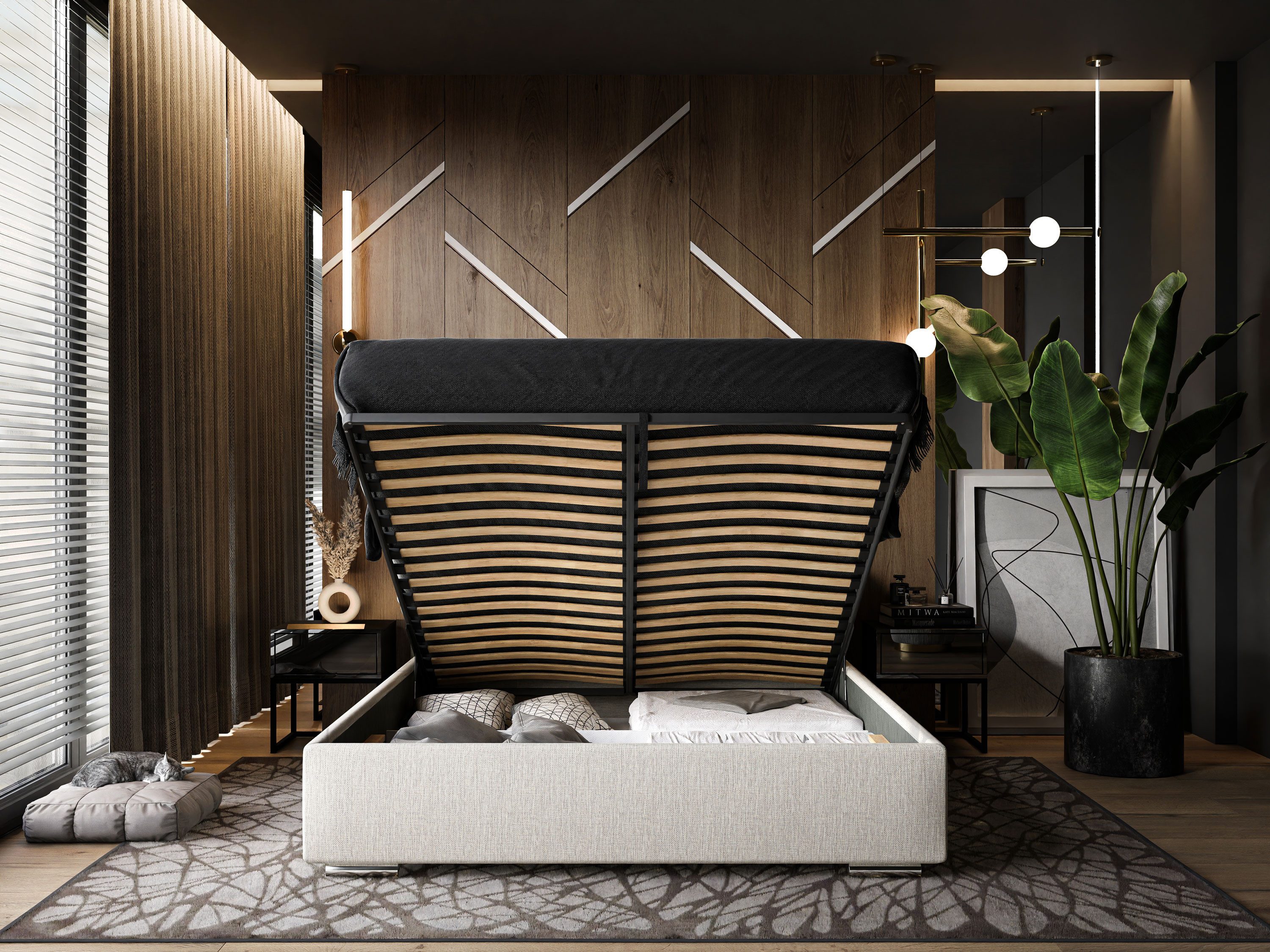 Lookway Polsterbett VILANO mit Bettkasten – elegantes und funktionales Schlafzimmermöbel (Bett mit Metallgestell), mit Bettkasten