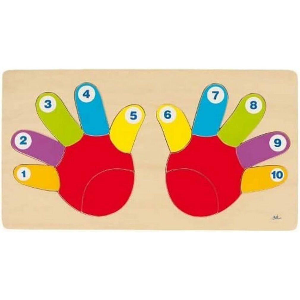 goki Puzzle Holz Zählpuzzle Hand, 14tlg., Puzzleteile