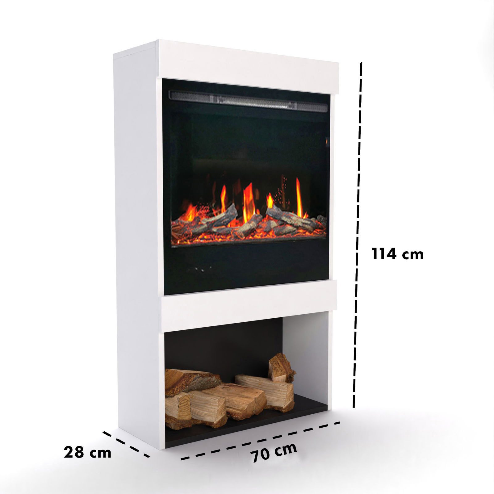 GLOW FIRE Elektrokamin Glow Fire SCM-1 Elektrokamin Screen Motion, Elektrischer Kamin mit Fernbedienung, Timer, 3D Flammenspiel, LED Feuer