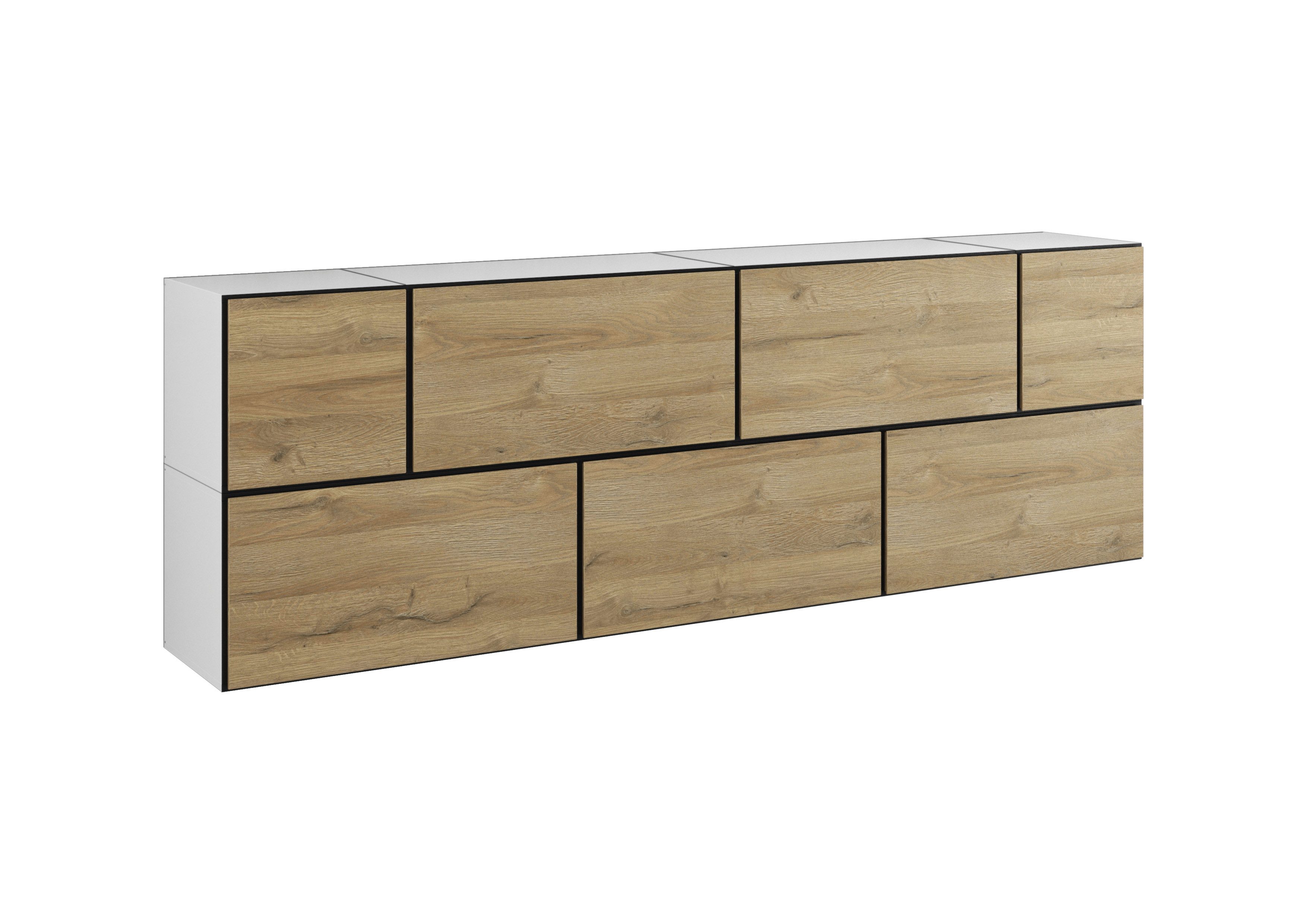 BMG Möbel Sideboard Modul+ (7-teilig, besteht aus 5x Schrank mit Klappe, 2x Schrank mit Tür), MDF Fronten tiefgezogen, Made in Germany