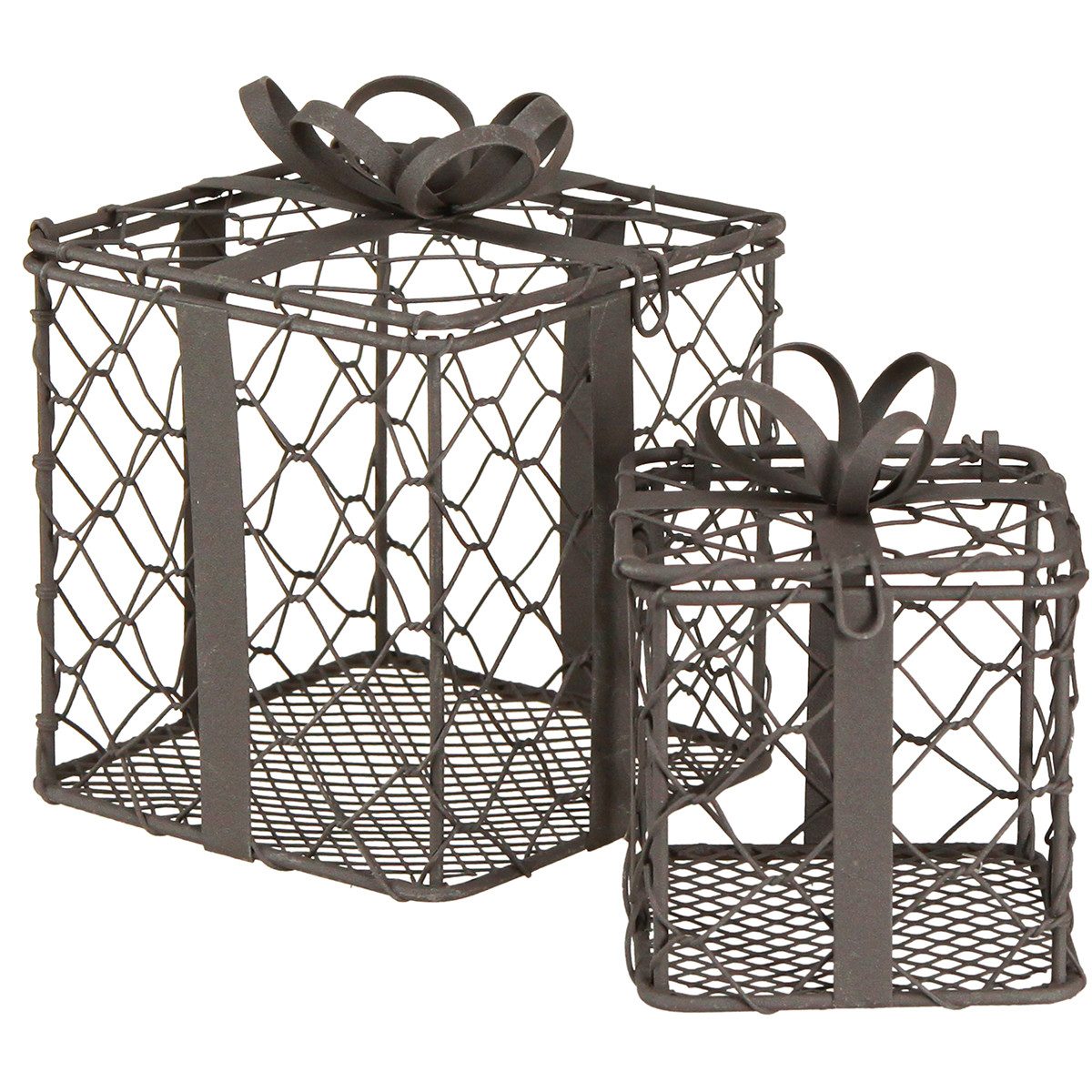 Viana Gartenfigur Vintage Drahtkorb Set 2x günstig online kaufen