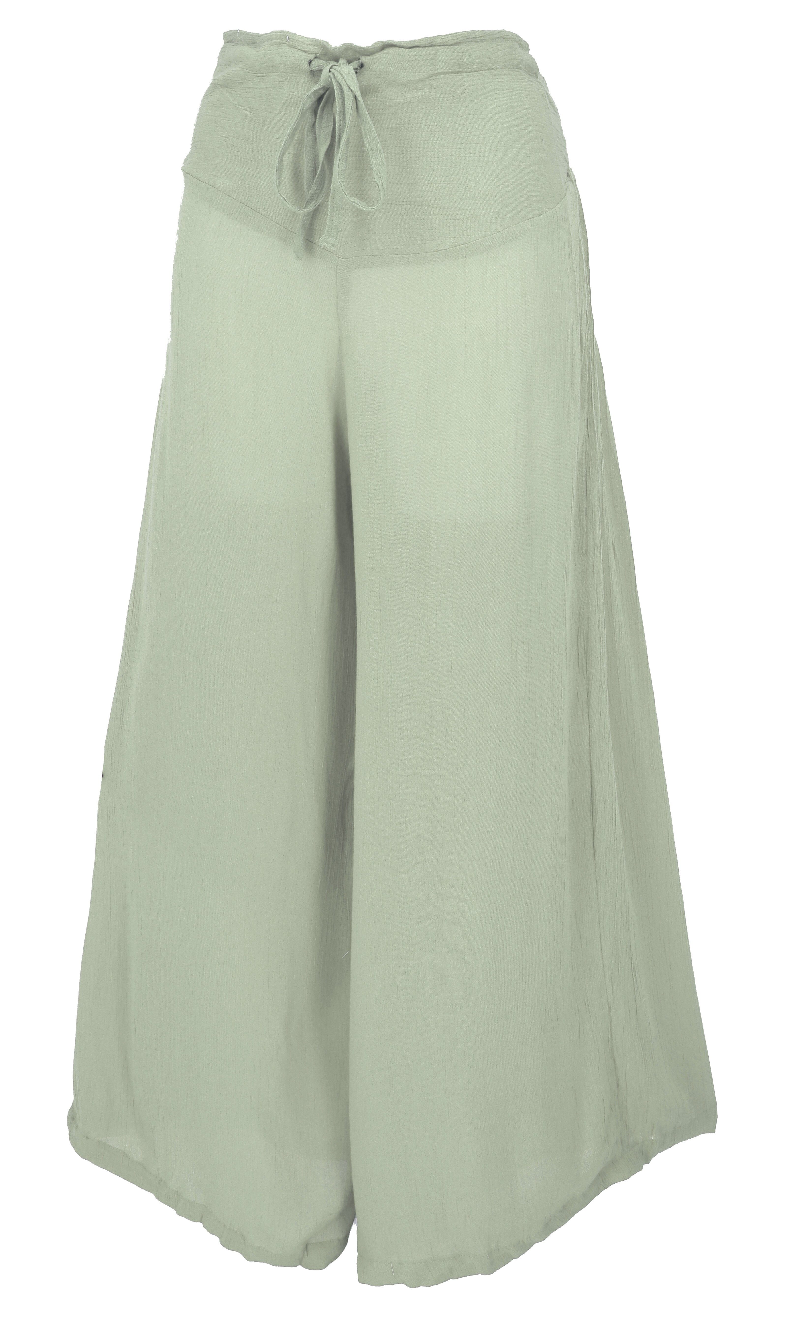 Guru-Shop Relaxhose Boho Hosenrock, weite Sommerhose aus Krepp.. Ethno Style, alternative Bekleidung
