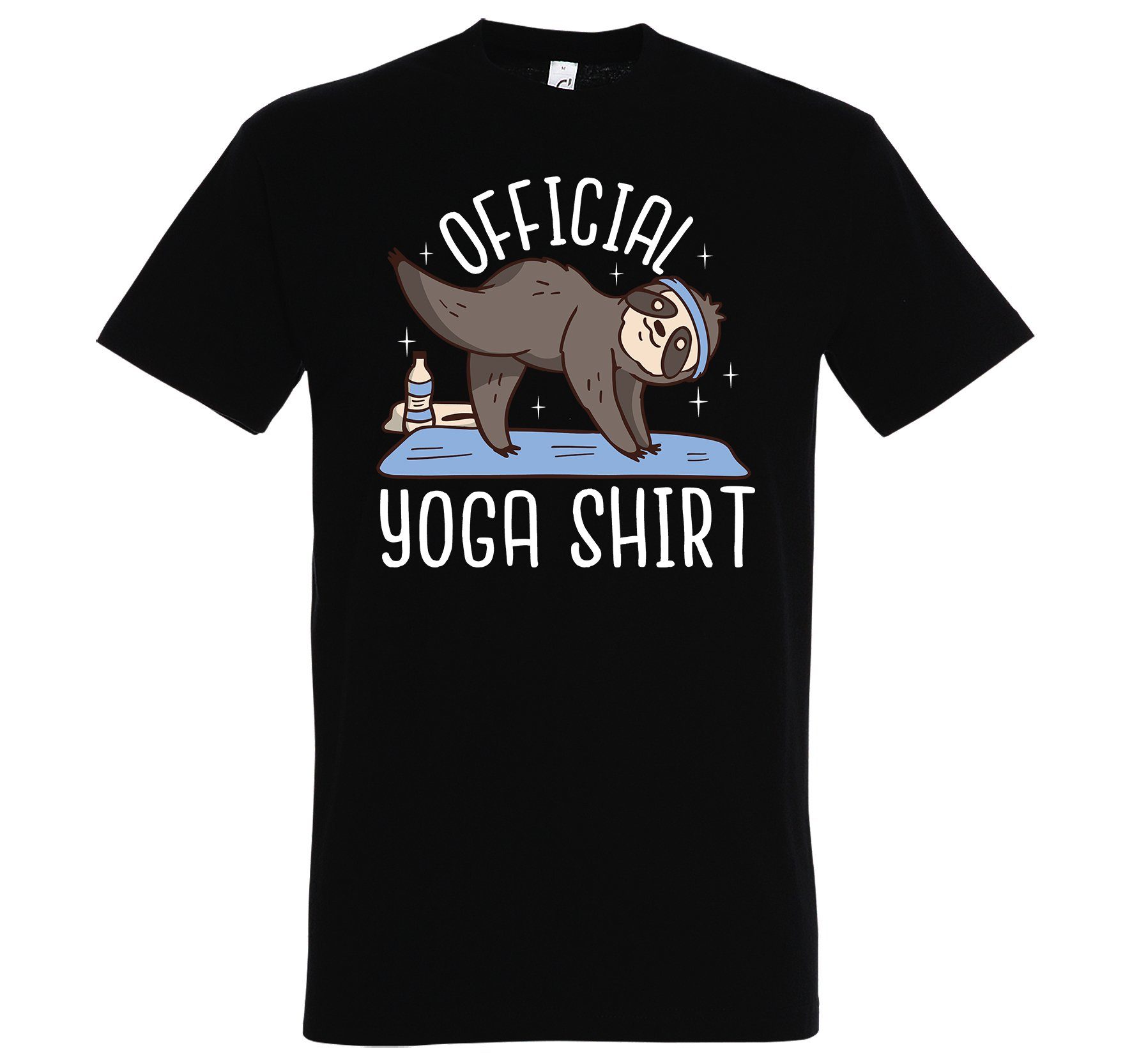 Youth Designz T-Shirt Official Yoga Herren Shirt mit lustigem Faultier Frontprint Schwarz
