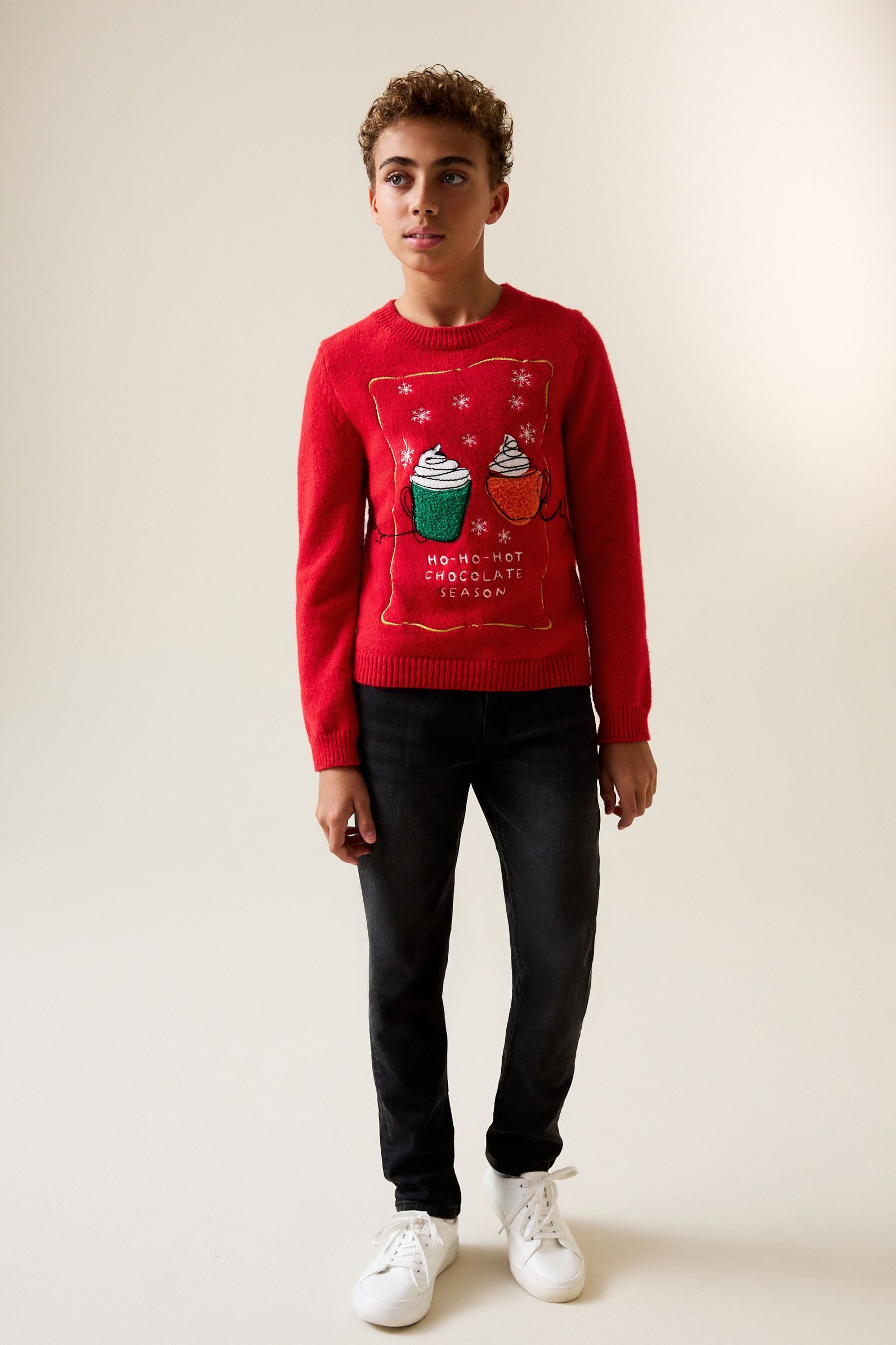 LIPSY Rundhalspullover Lipsy weihnachtlicher Strickpullover mit Slogan (1-tlg)