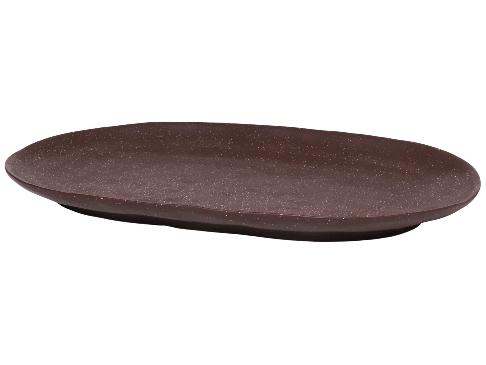 Broste Copenhagen Servierplatte Shape Puce Brown mit Struktur Platte 29,5x18,5cm, Porzellan, (Platten)