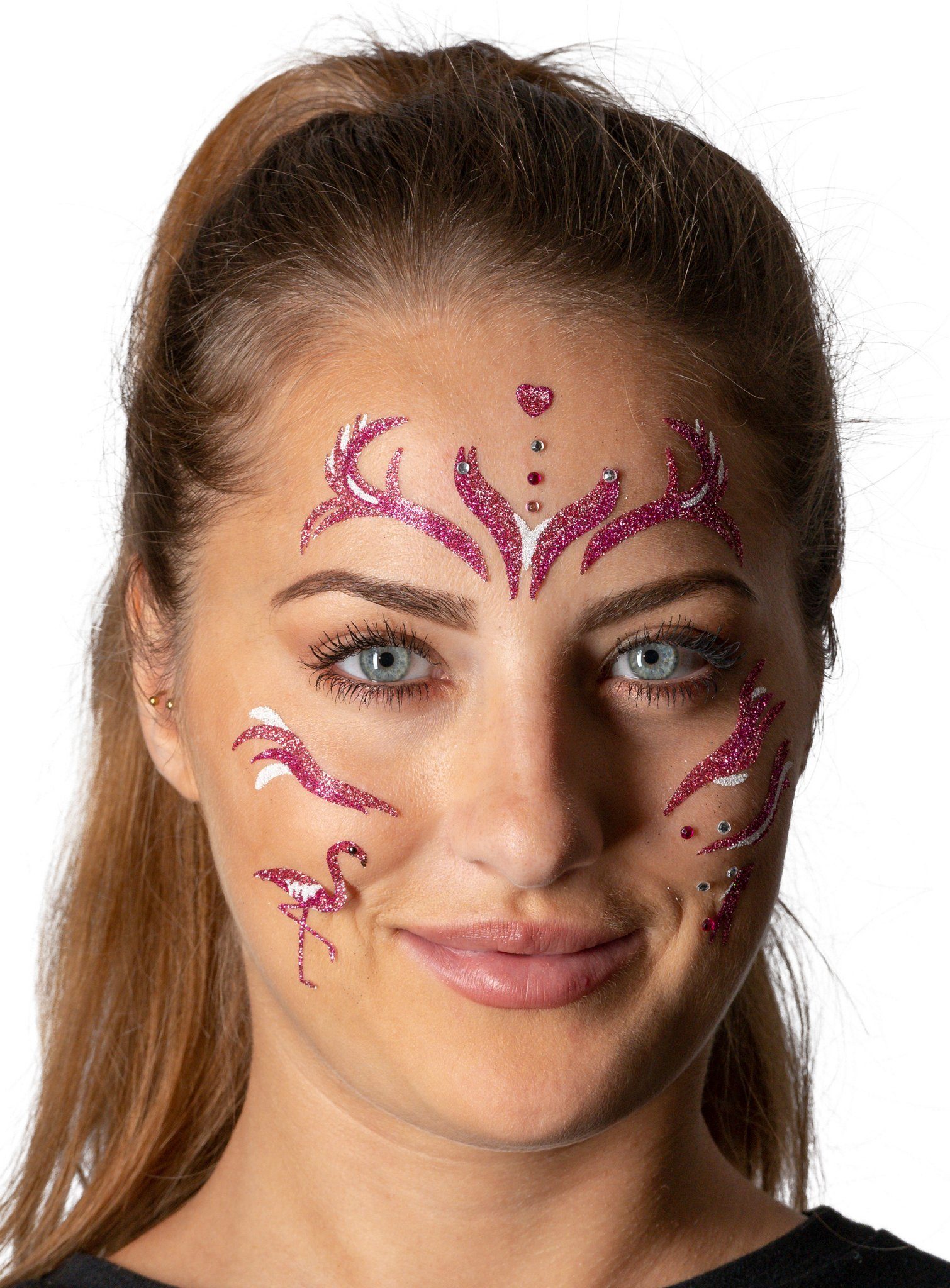 Make-Up  Metamorph Schmink-Set FlamingoTattookleber, Ein kompletter Satz Gesichtsschmuck zum Aufkleben