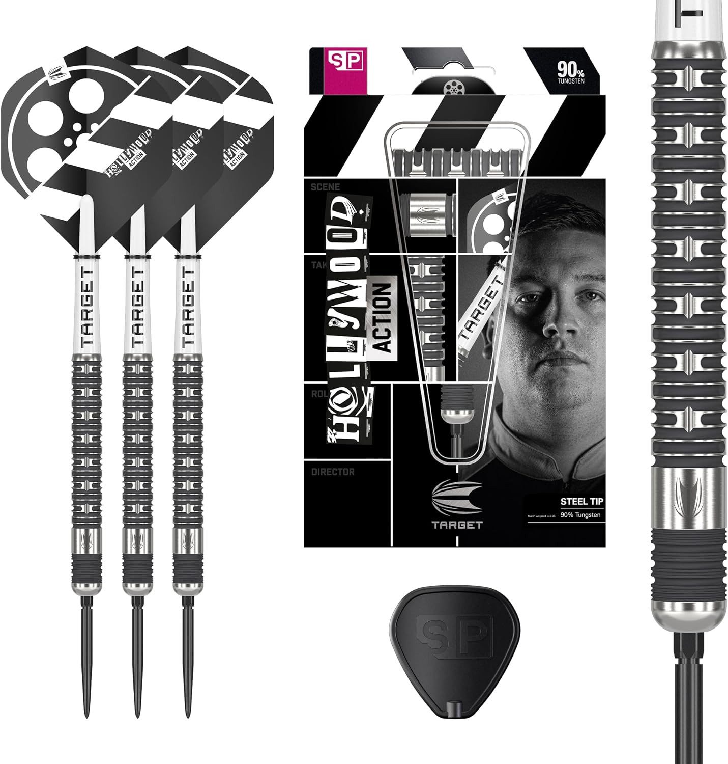 TARGET DARTS Dartpfeil Chris Dobey Hollywood Action 90% Tungsten Steel Tip Swiss Point, 22G
