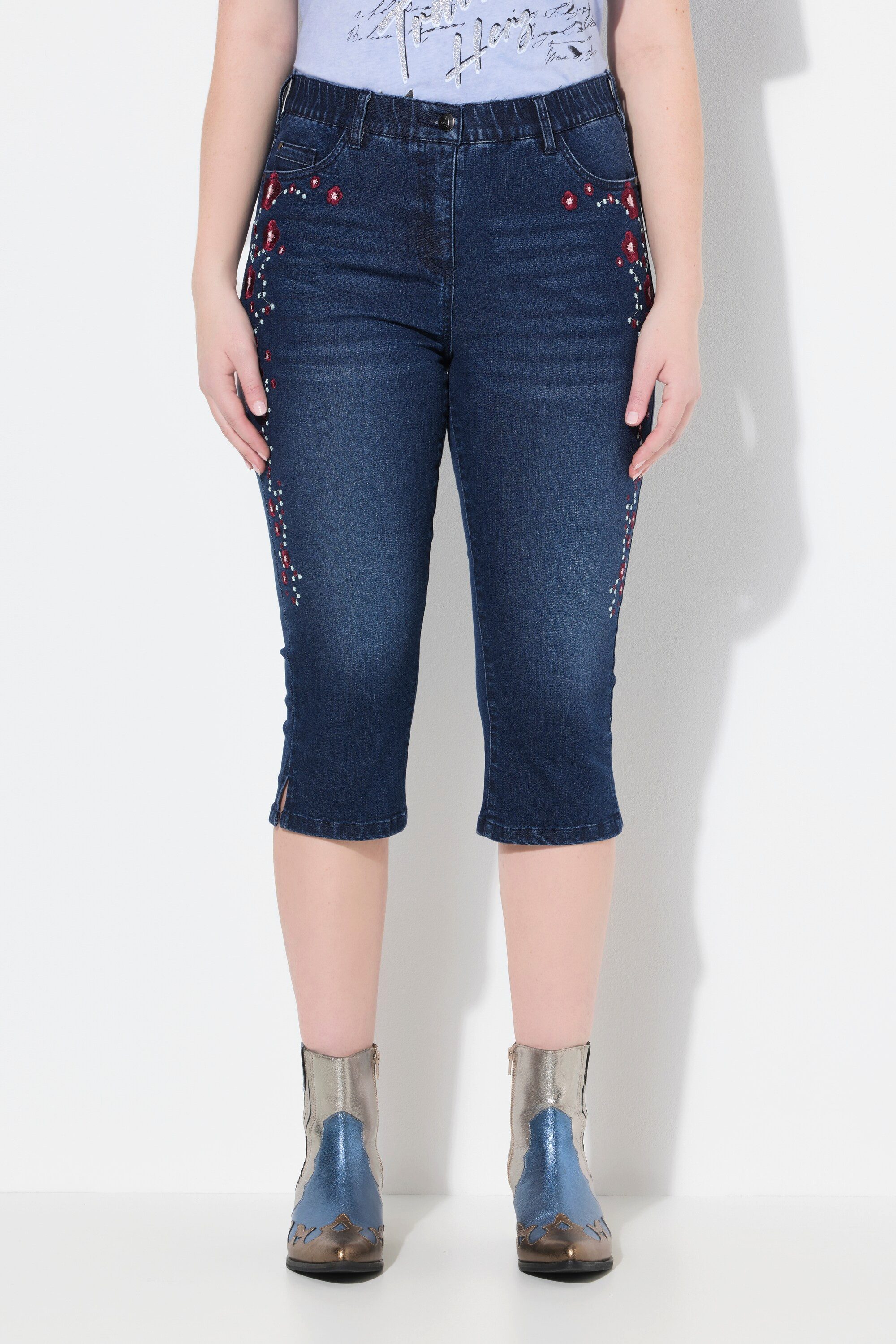 Ulla Popken Funktionshose Caprijeans Sarah Trachten-Stickerei günstig online kaufen