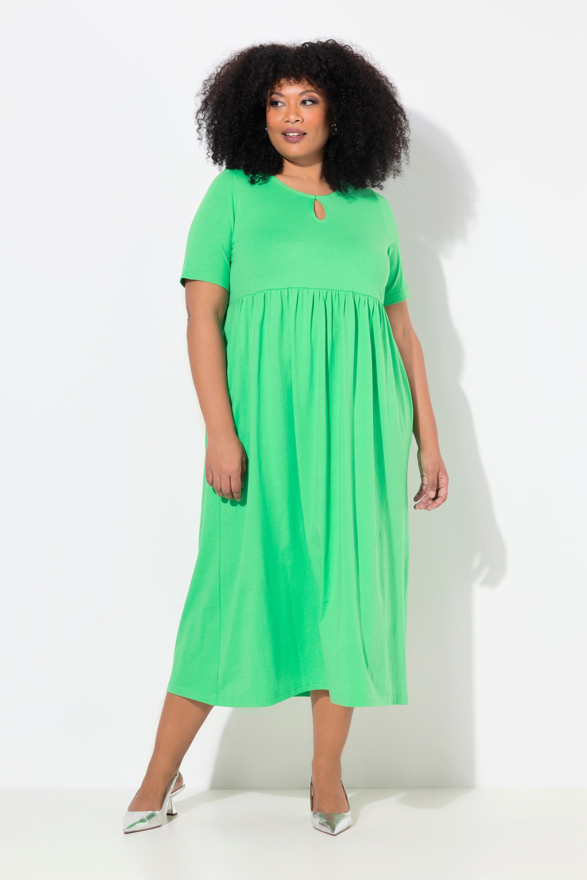 Ulla Popken Maxikleid Maxikleid A-Linie Rundhals günstig online kaufen