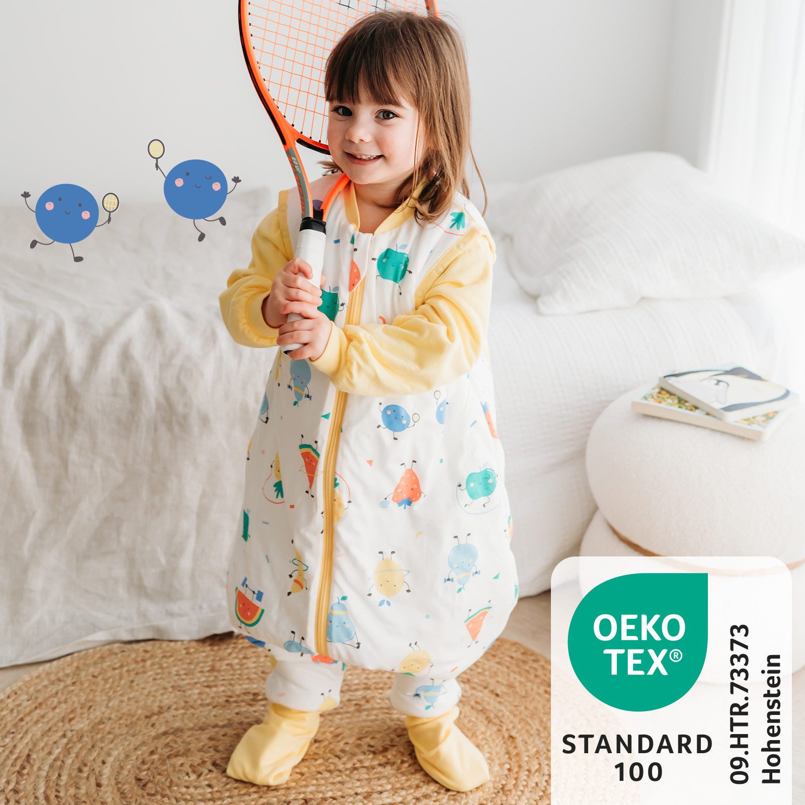 Schlummersack Kinderschlafsack Schlafsack mit Füßen und umklappbaren Bündchen, 1.0 Tog OEKO-TEX