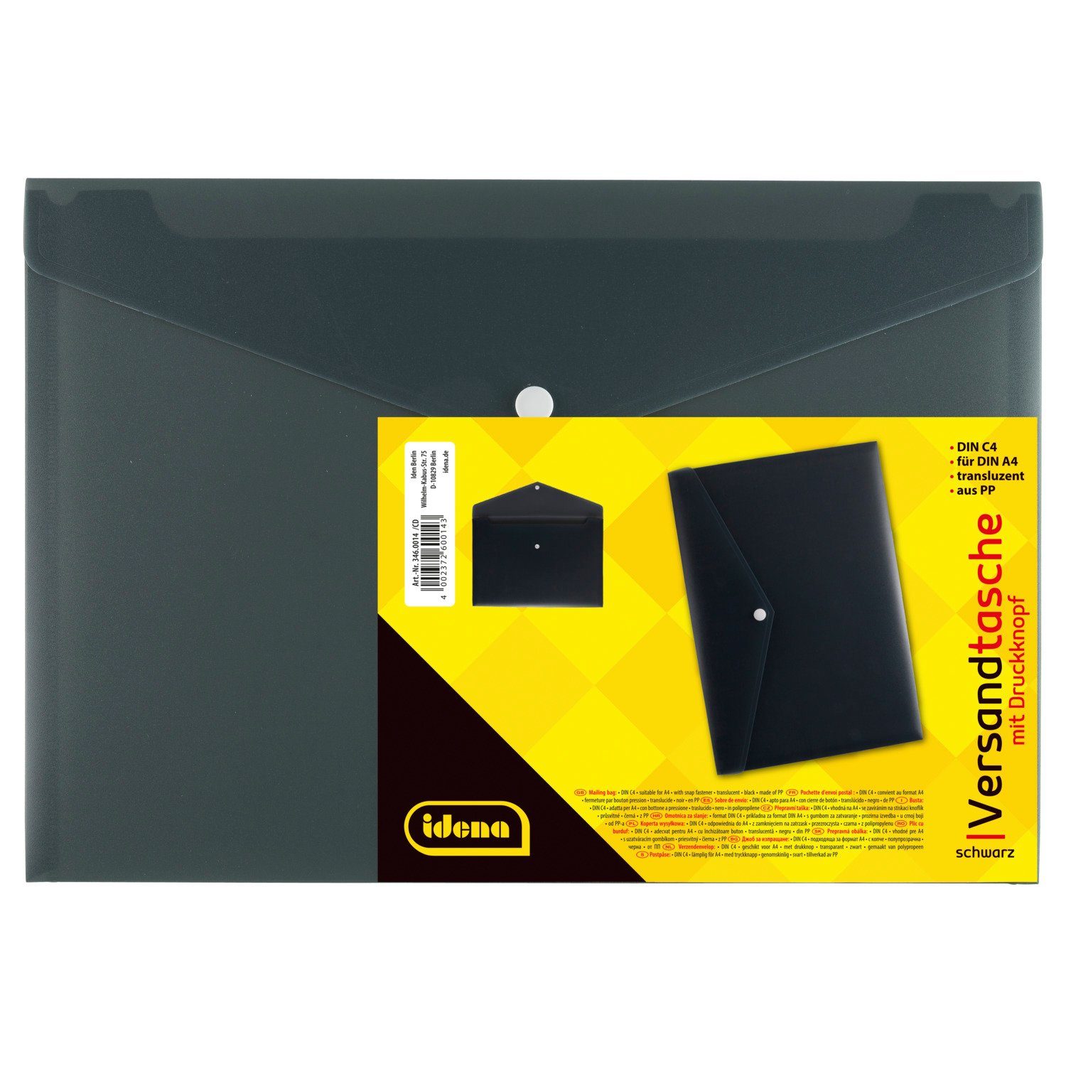 Idena Versandtasche Idena Versandtasche C4 PP, transluzent schwarz