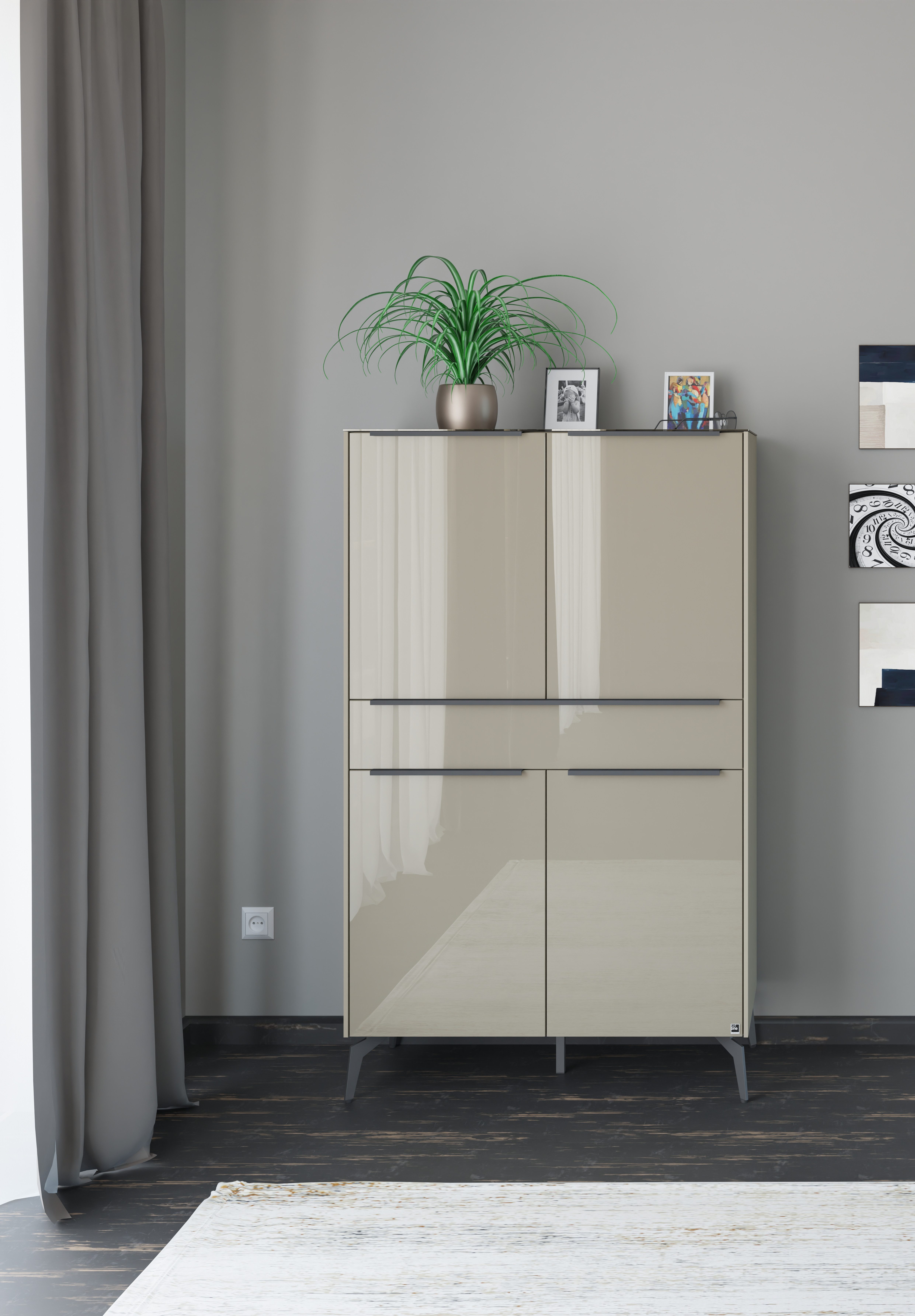 set one by Musterring Highboard Reno (1 St), Mit Winkelfuß in diversen Farben, 155 cm Höhe & Farbauswahl
