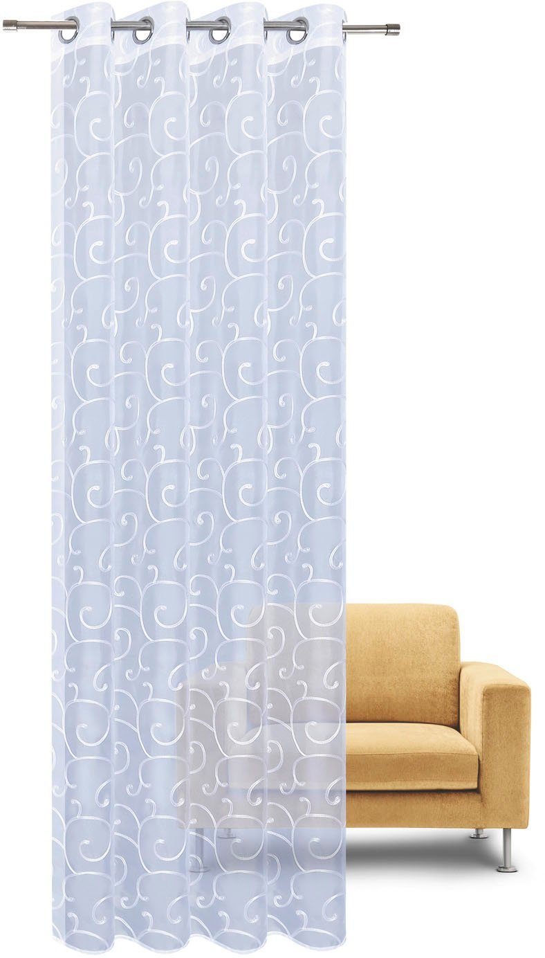 Gerster Gardine Rachel (1 St), Ösen, transparent, Voile, Ösenschal bestickt allover