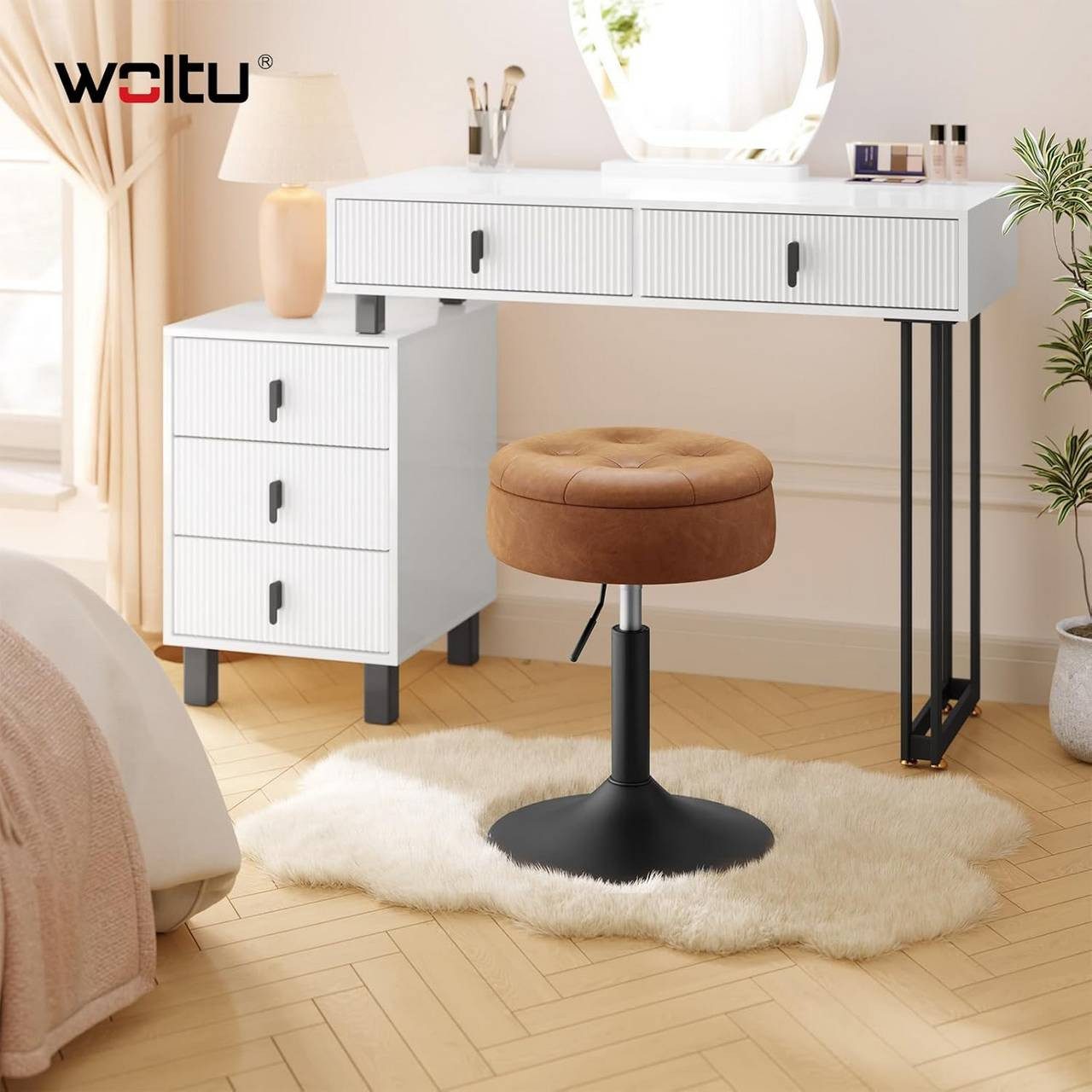 Woltu Barhocker (2 St), mit Stauraum 360° drehbar, höhenverstellbar, aus Sa günstig online kaufen