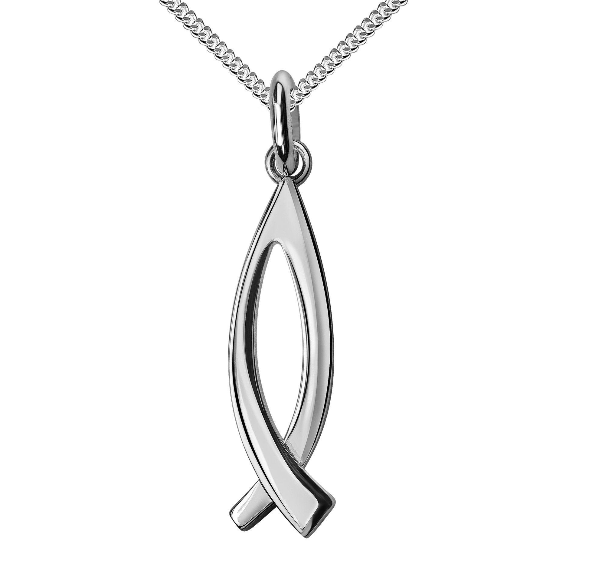 Kette mit Anhänger Fisch Anhänger Silber - Made in Germany