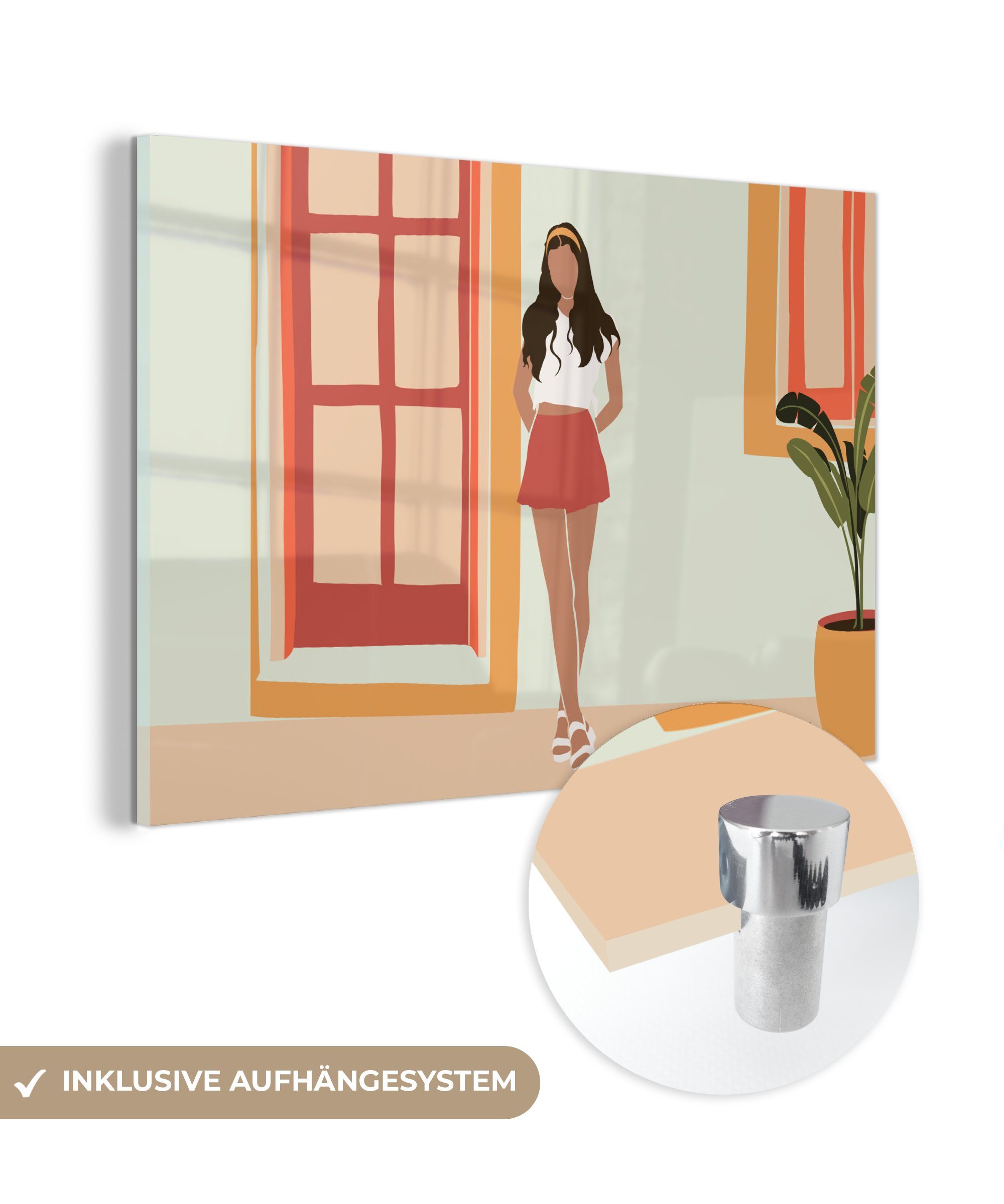 MuchoWow Acrylglasbild Frau - Kleidung - Sommer - Pastell, (1 St), Acrylglasbilder Wohnzimmer & Schlafzimmer