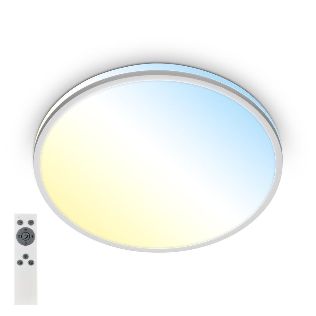 Briloner Leuchten LED Deckenleuchte 3821014, Dimmfunktion, LED fest integriert, 2700K - Extra-Warmweiß, LED Deckenlampe 33x6 cm Chrom Matt 22W Wohnzimmer Schlafzimmer Küche