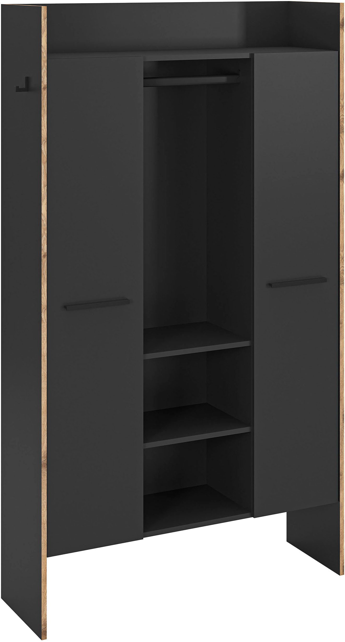 Home affaire Garderobenschrank MUSTA, Breite: 70cm, mit Kleiderstange, 2 Haken, 2 Türen, 1 Hutablage Dielenschrank, Flurschrank, Schrank, Universalschrank, Sitzbank
